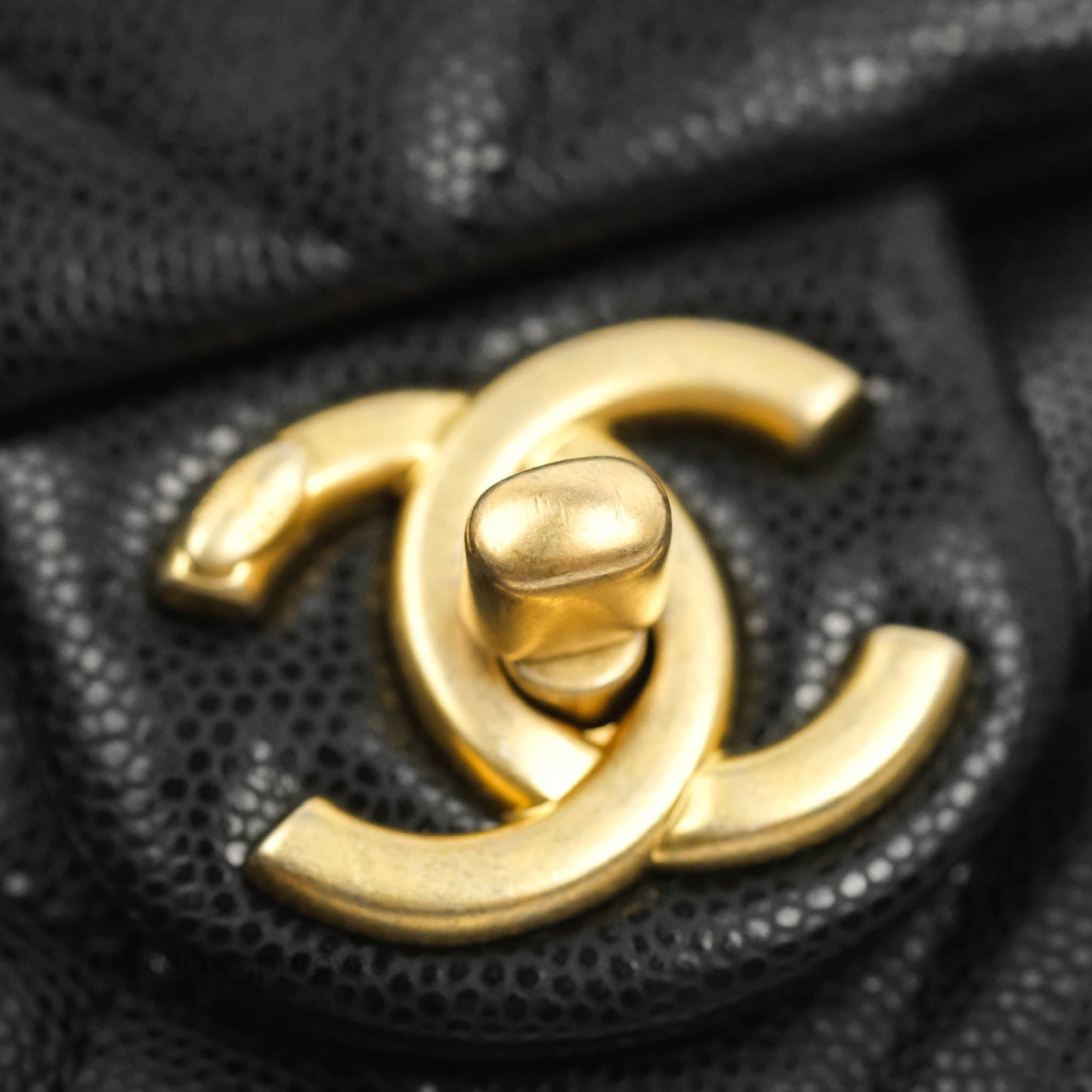Chanel Small Flap with Coin Charm Black Caviar Aged Gold Hardware 22A