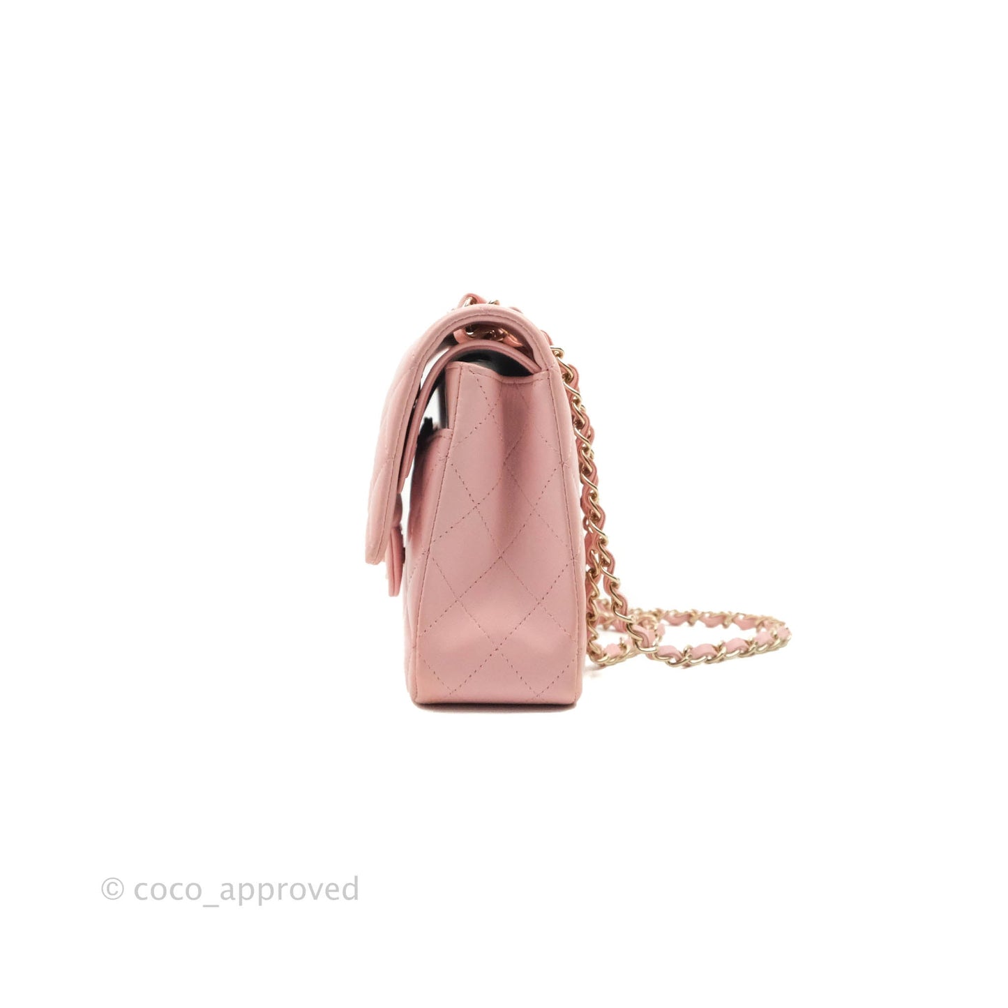 Chanel Classic M/L Medium Flap Quilted Pink Lambskin Gold Hardware