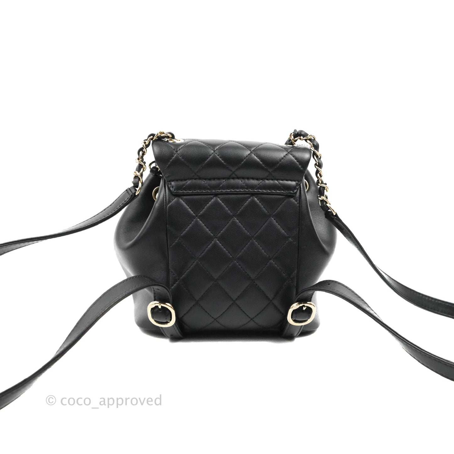 Chanel Quilted Small Duma Drawstring Backpack Black Lambskin 22A