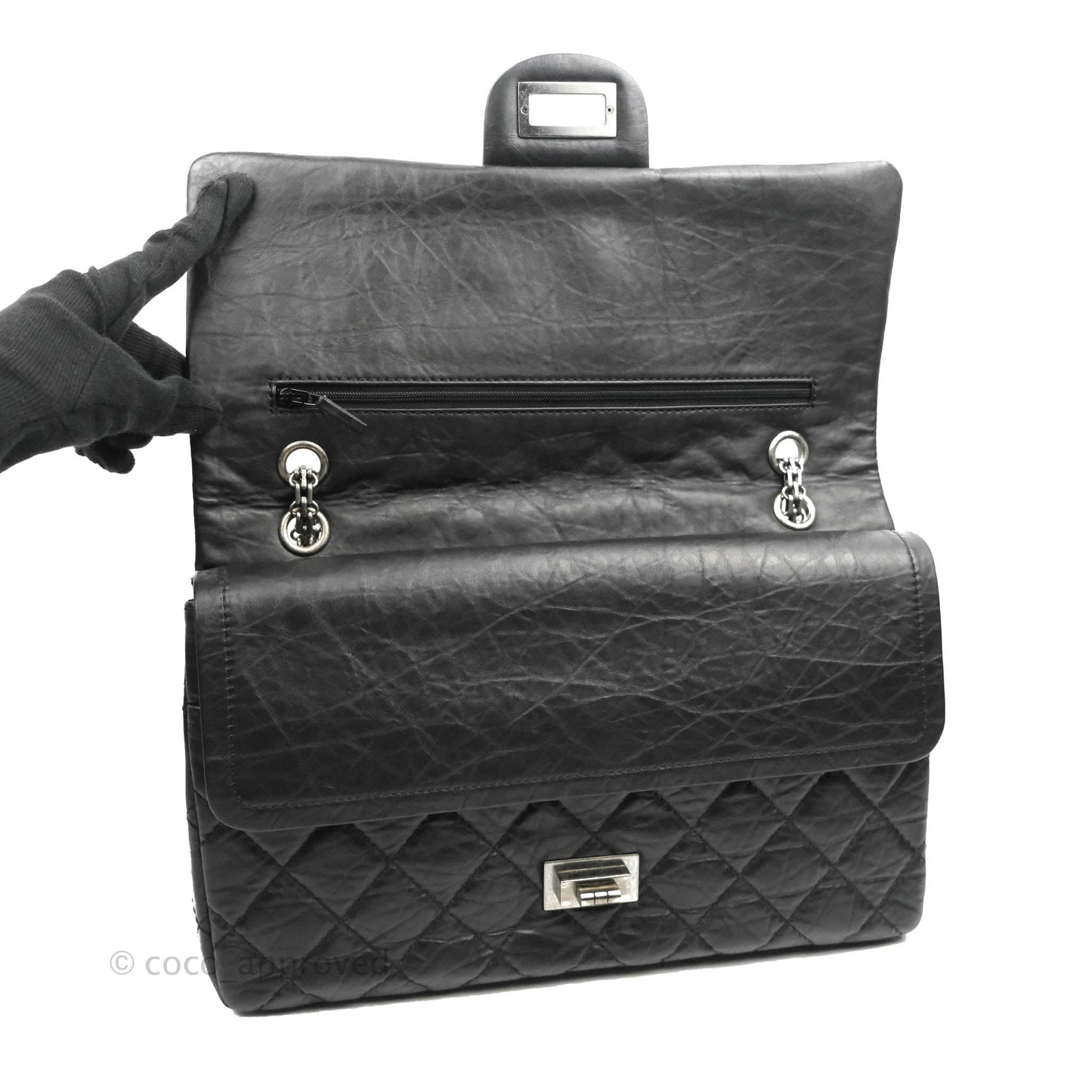 Chanel Reissue Quilted Aged Calfskin Black Ruthenium Hardware 227
