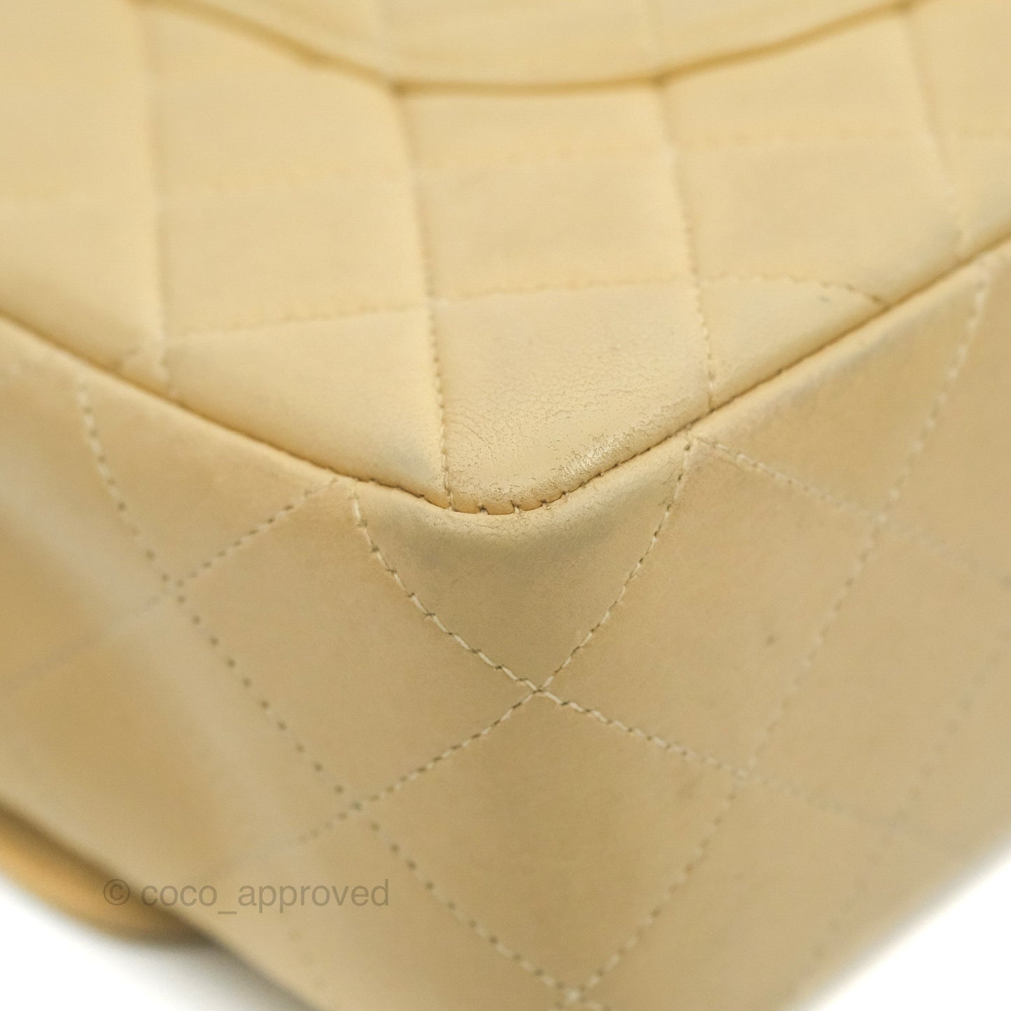 Chanel Vintage Top Handle Flap Bag Beige Lambskin 24K Gold Hardware