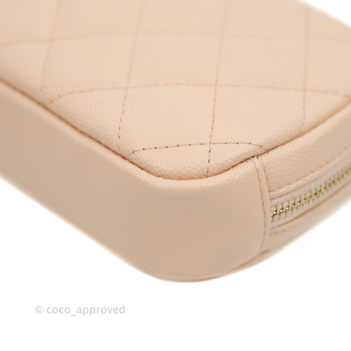 Chanel Small Classic Pouch Light Beige Caviar Gold Hardware