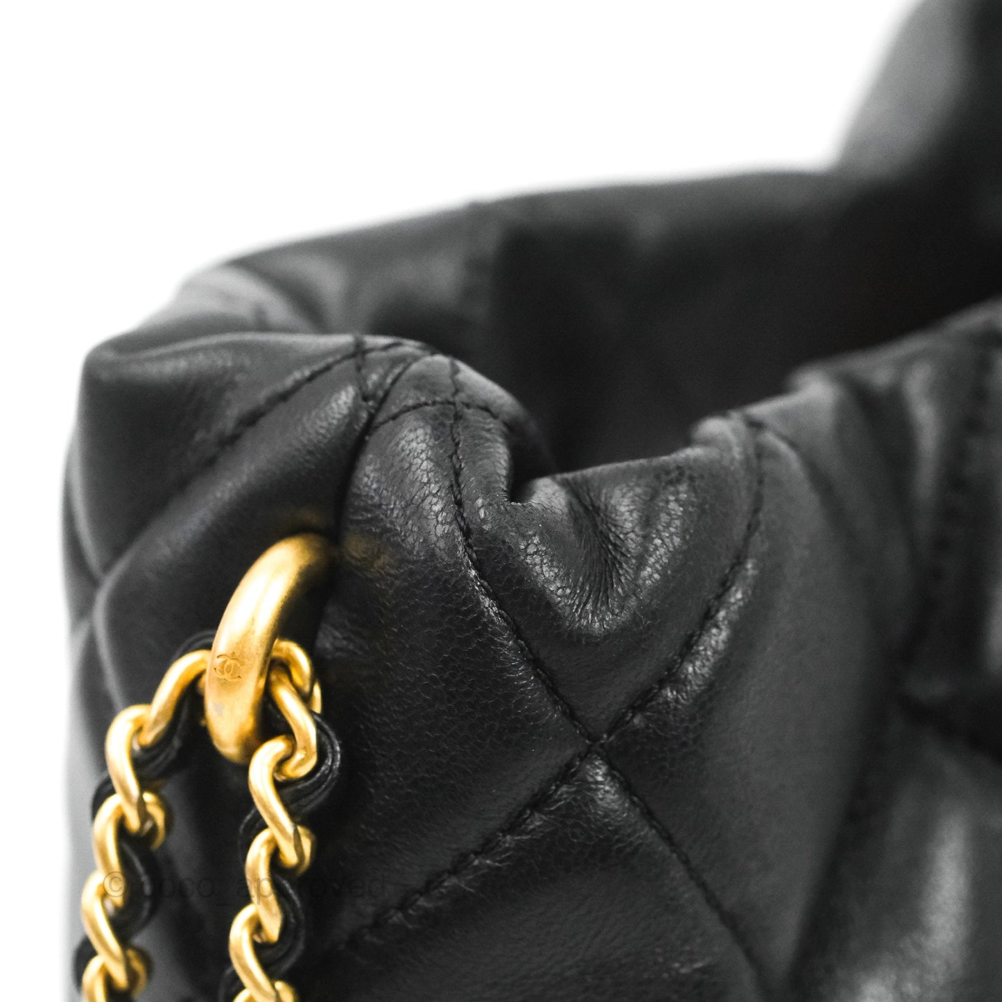 Chanel Quilted My Perfect CC Bucket Drawstring Bag Black Lambskin