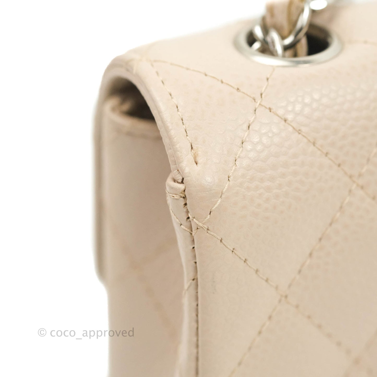 Chanel Quilted East West Flap Pale Pink Caviar Silver Hardware