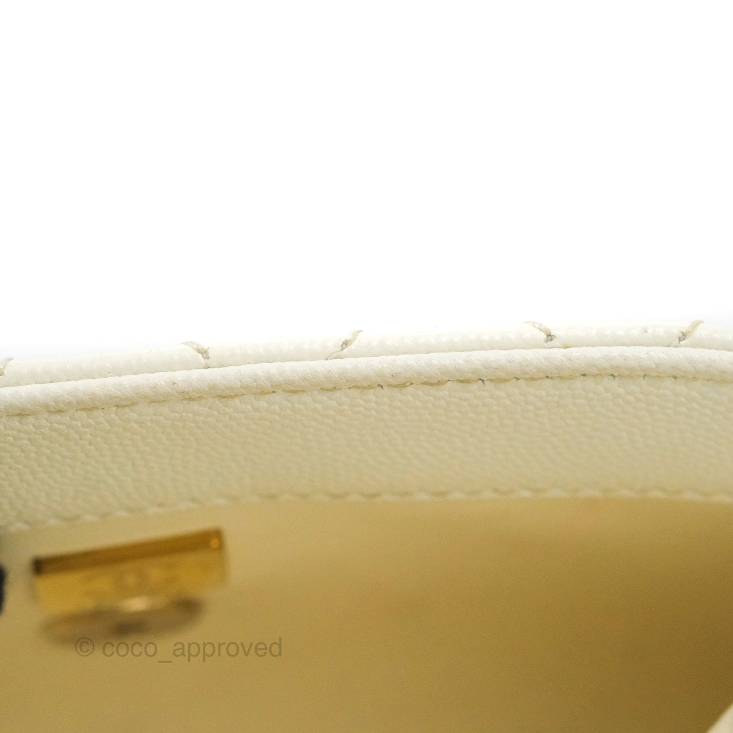 Chanel Mini Coco Handle Quilted Ivory Caviar Gold Hardware