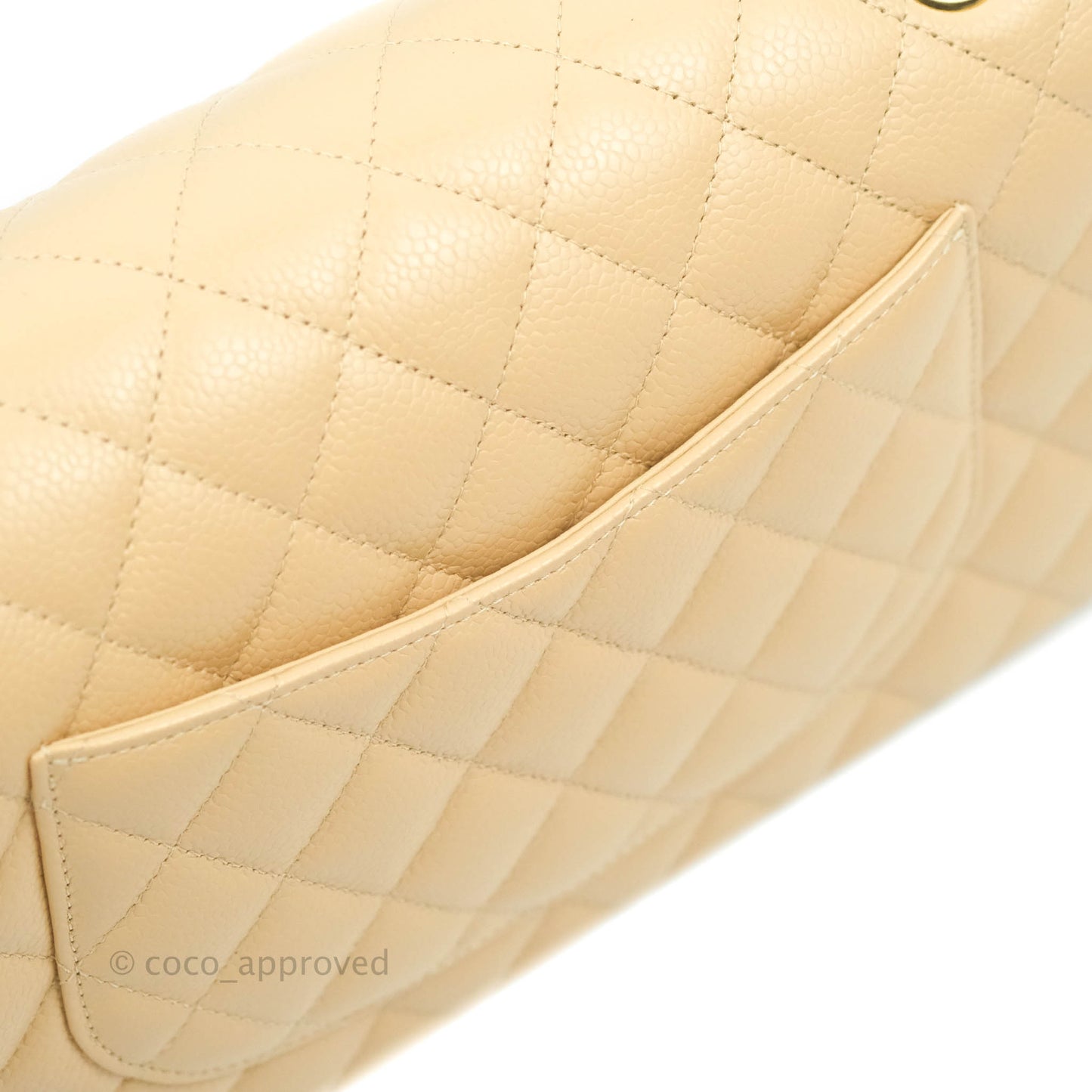 Chanel Classic M/L Medium Flap Quilted Beige Caviar Gold Hardware