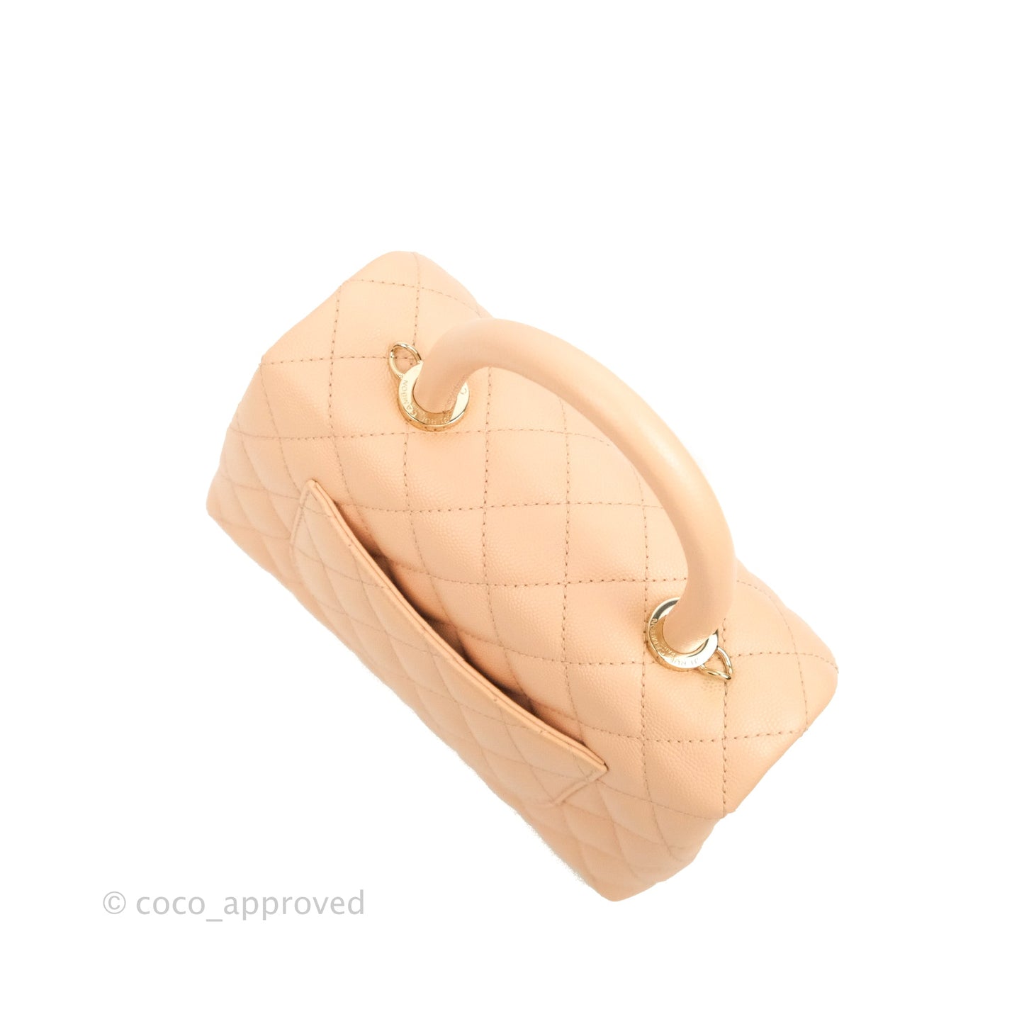 Chanel Small Coco Handle Quilted Peach Clair Caviar Gold Hardware