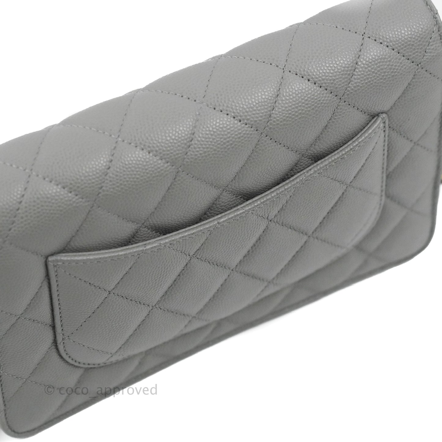 Chanel Quilted Classic Wallet on Chain WOC Grey Caviar Gold Hardware