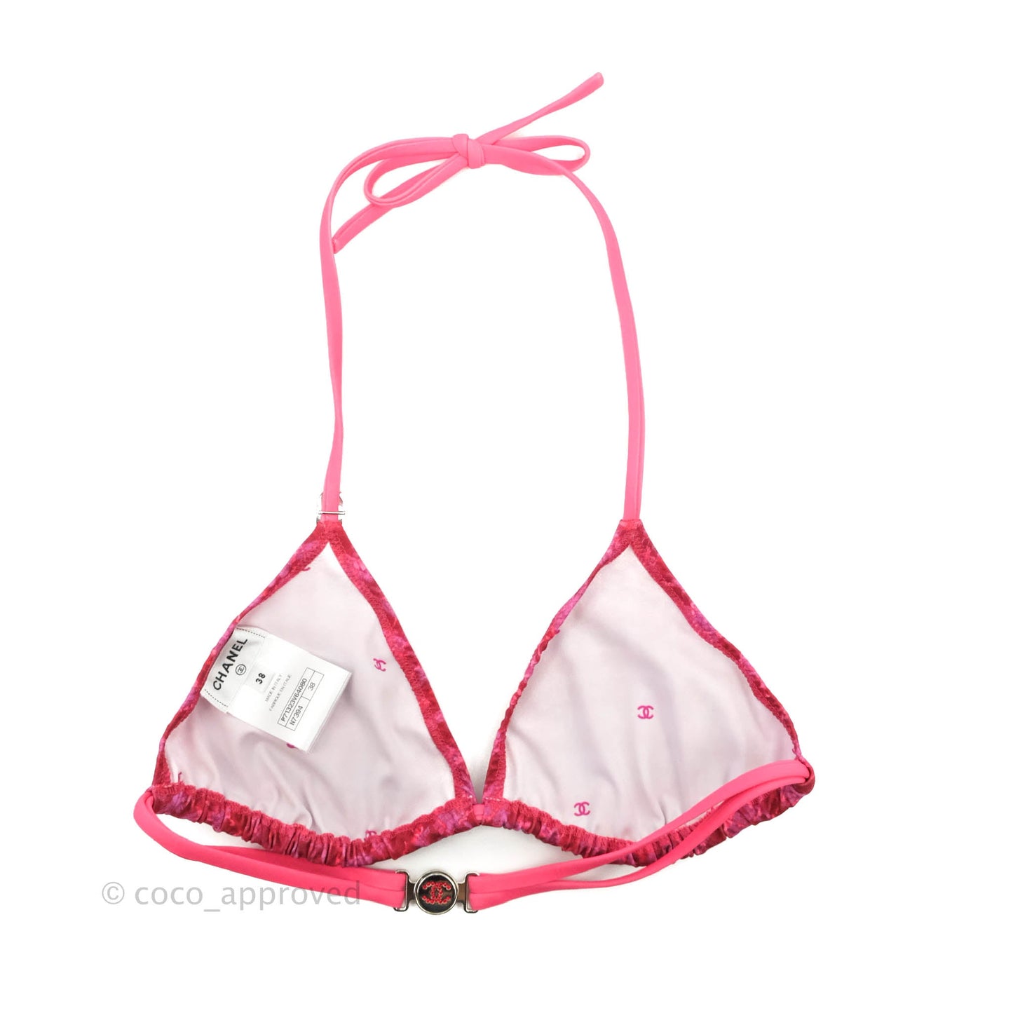 Chanel 22/23FW Pink Plaid Bikini Top Size 38