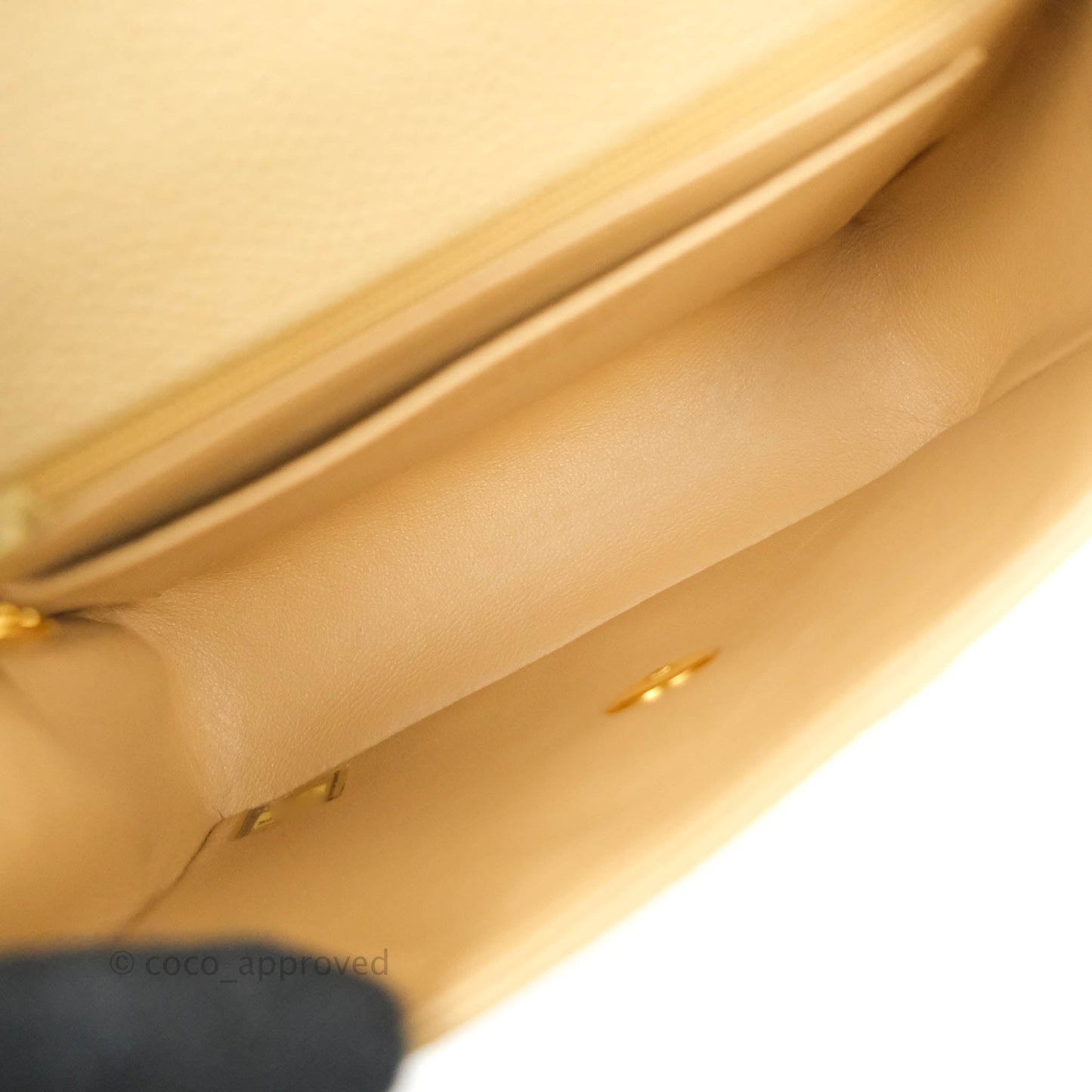 Chanel Vintage Quilted Mini Square Dark Beige Caviar 24K Gold Hardware