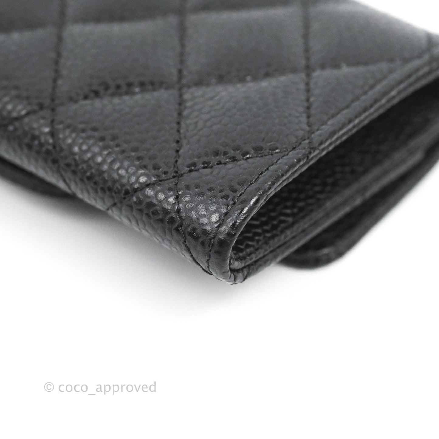 Chanel Quilted Flap Card Holder Black Caviar Silver Hardware