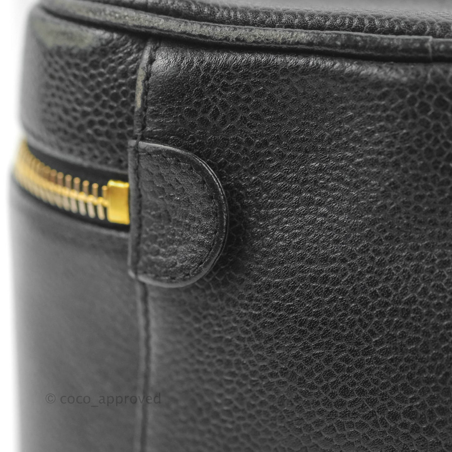 Chanel Vintage Vanity Case Black Caviar Gold Hardware