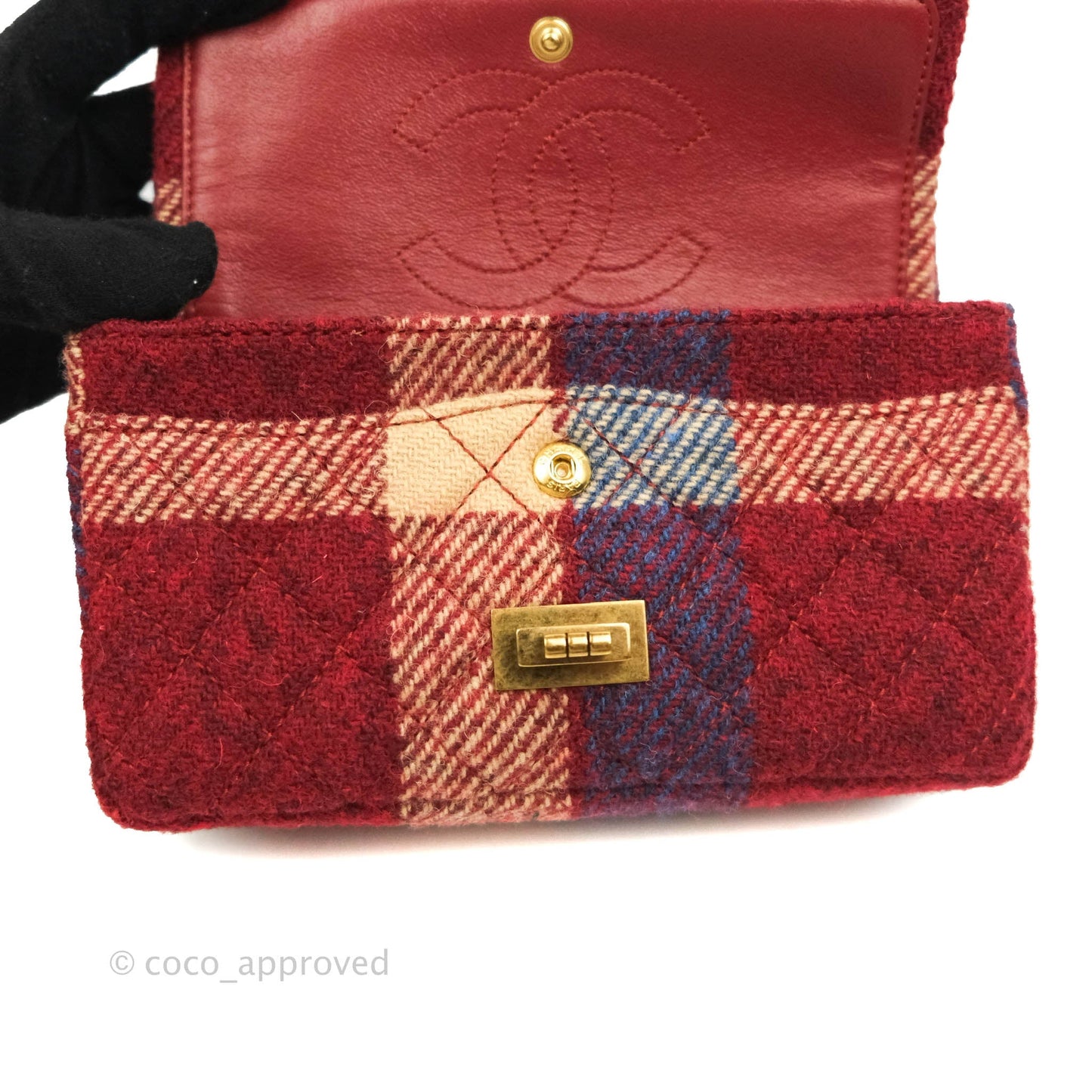 Chanel Mini Reissue 224 Wool Checked Aged Gold Hardware