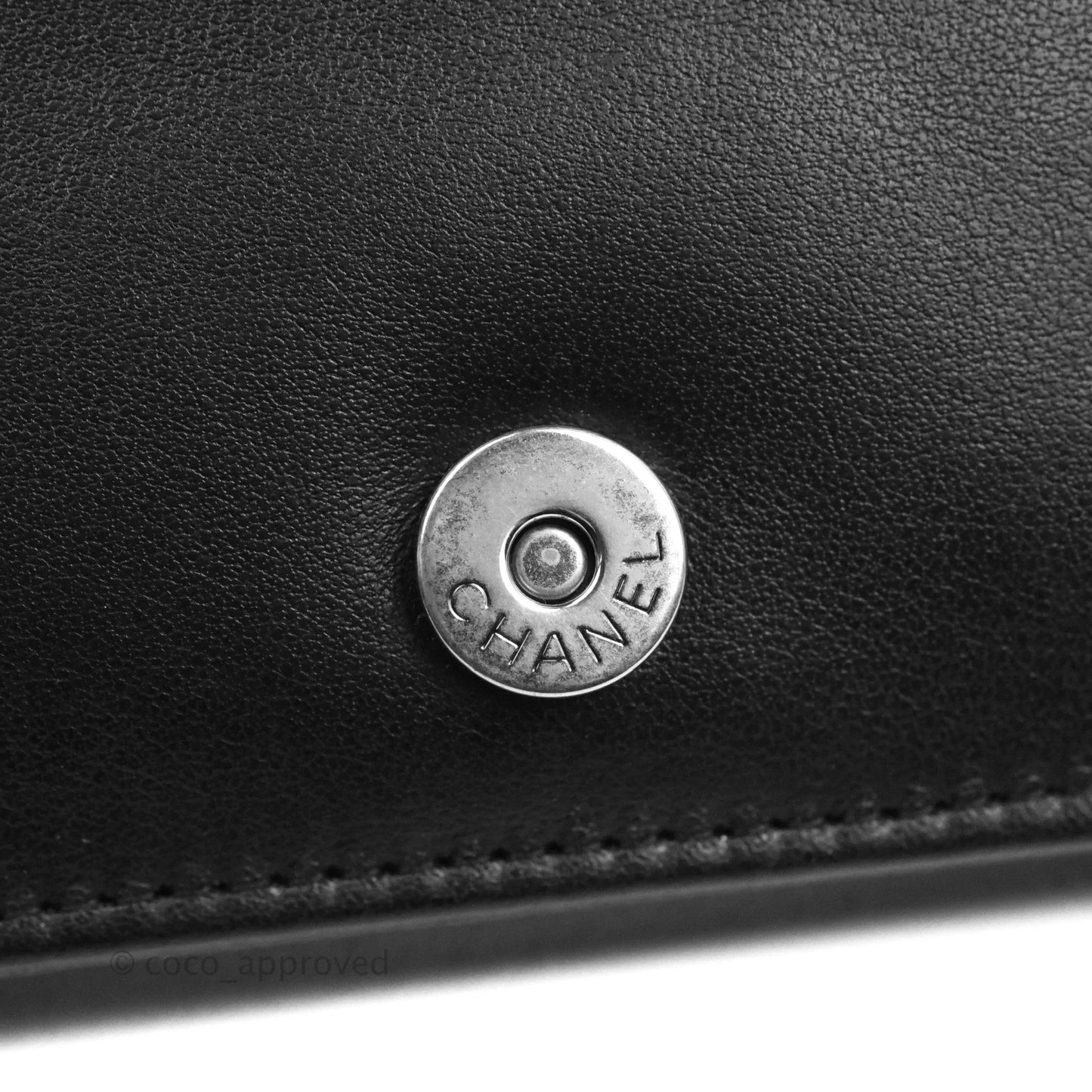 Chanel Quilted Boy Wallet on Chain WOC Black Caviar Ruthenium Hardware
