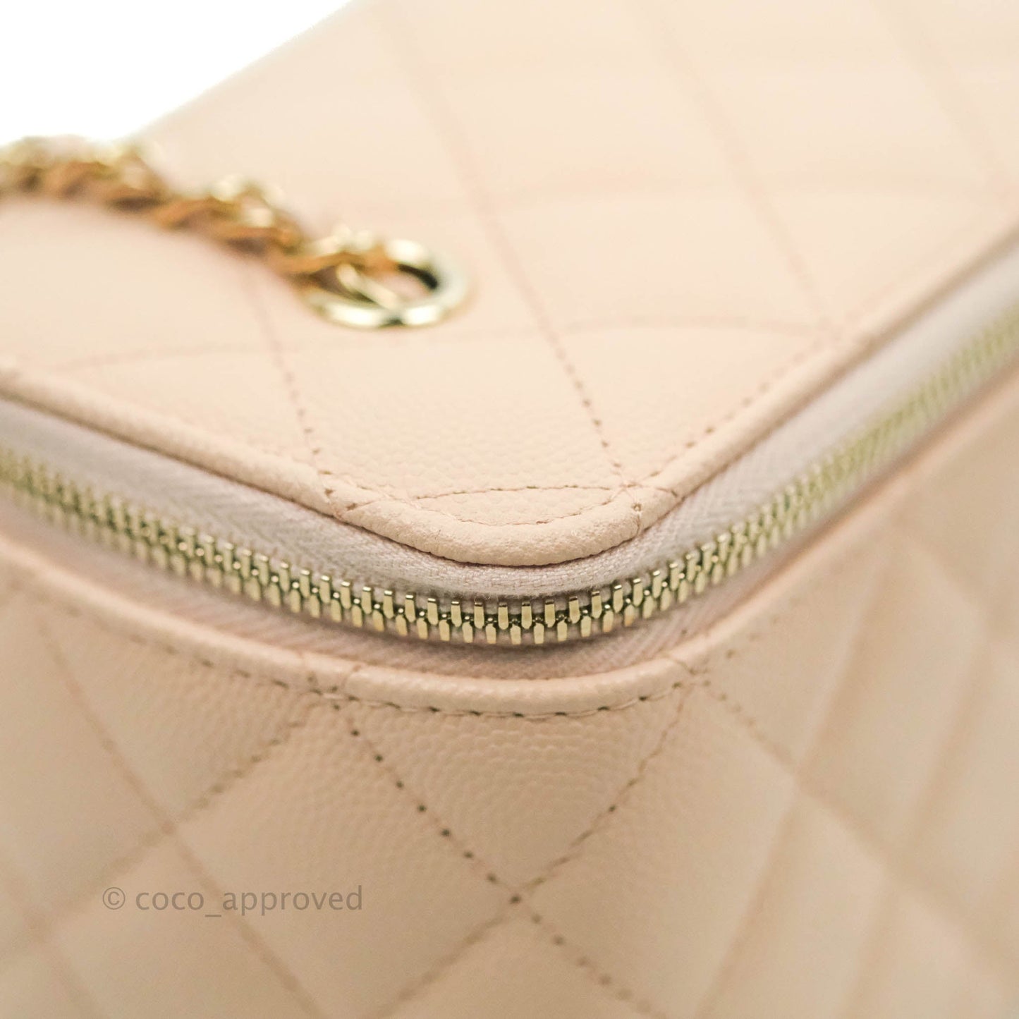 Chanel Vanity with Classic Chain Light Beige Caviar Gold Hardware 22C
