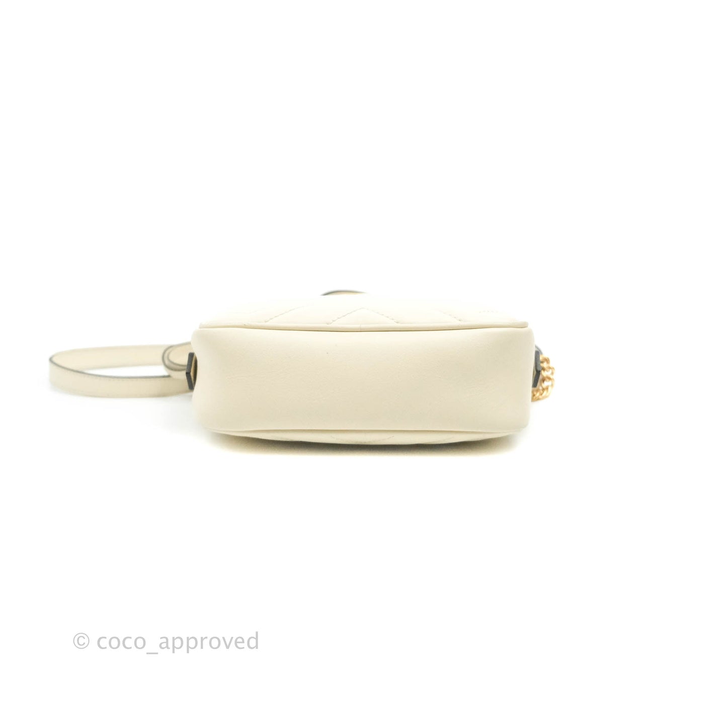 Gucci Mini Matelasse GG Marmont Camera Bag White Calfskin Gold Hardware