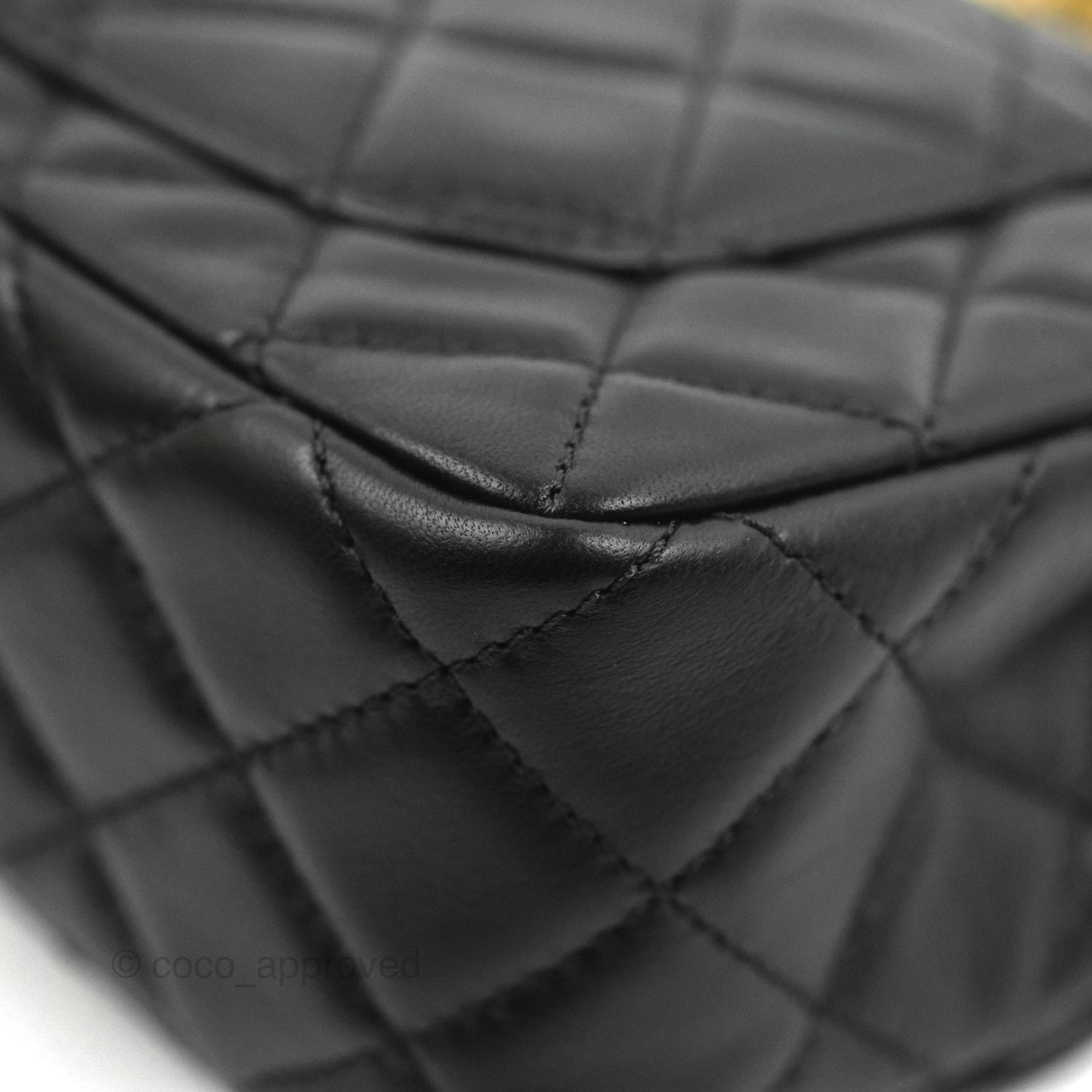 Chanel Mini Rectangular Pearl Crush Quilted Black Lambskin Aged Gold Hardware