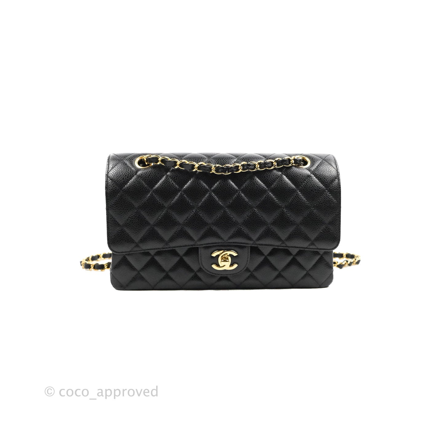 Chanel Classic M/L Medium Double Flap Black Caviar Gold Hardware