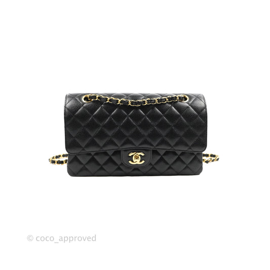Chanel Classic M/L Medium Double Flap Black Caviar Gold Hardware
