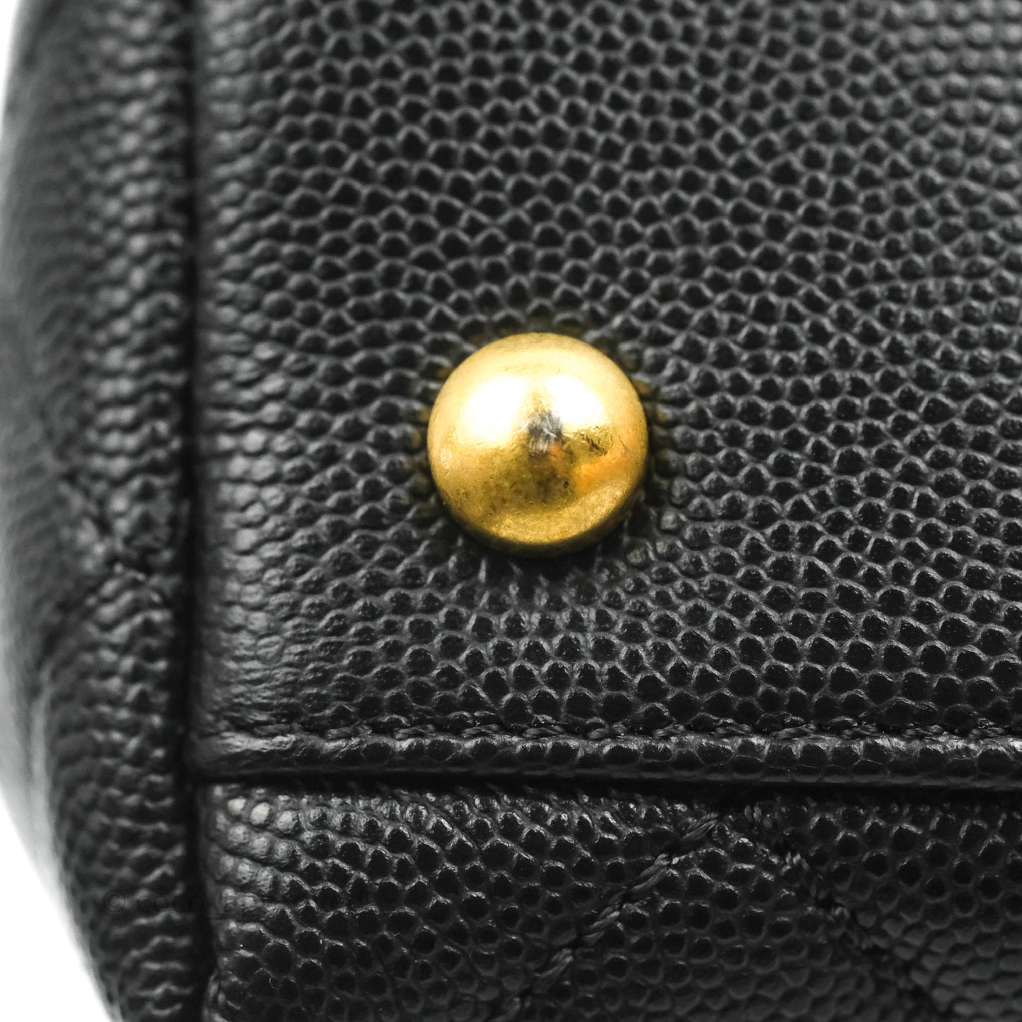 Chanel Medium Coco Handle Quilted Black Caviar Lizard Handle Gold Hardware