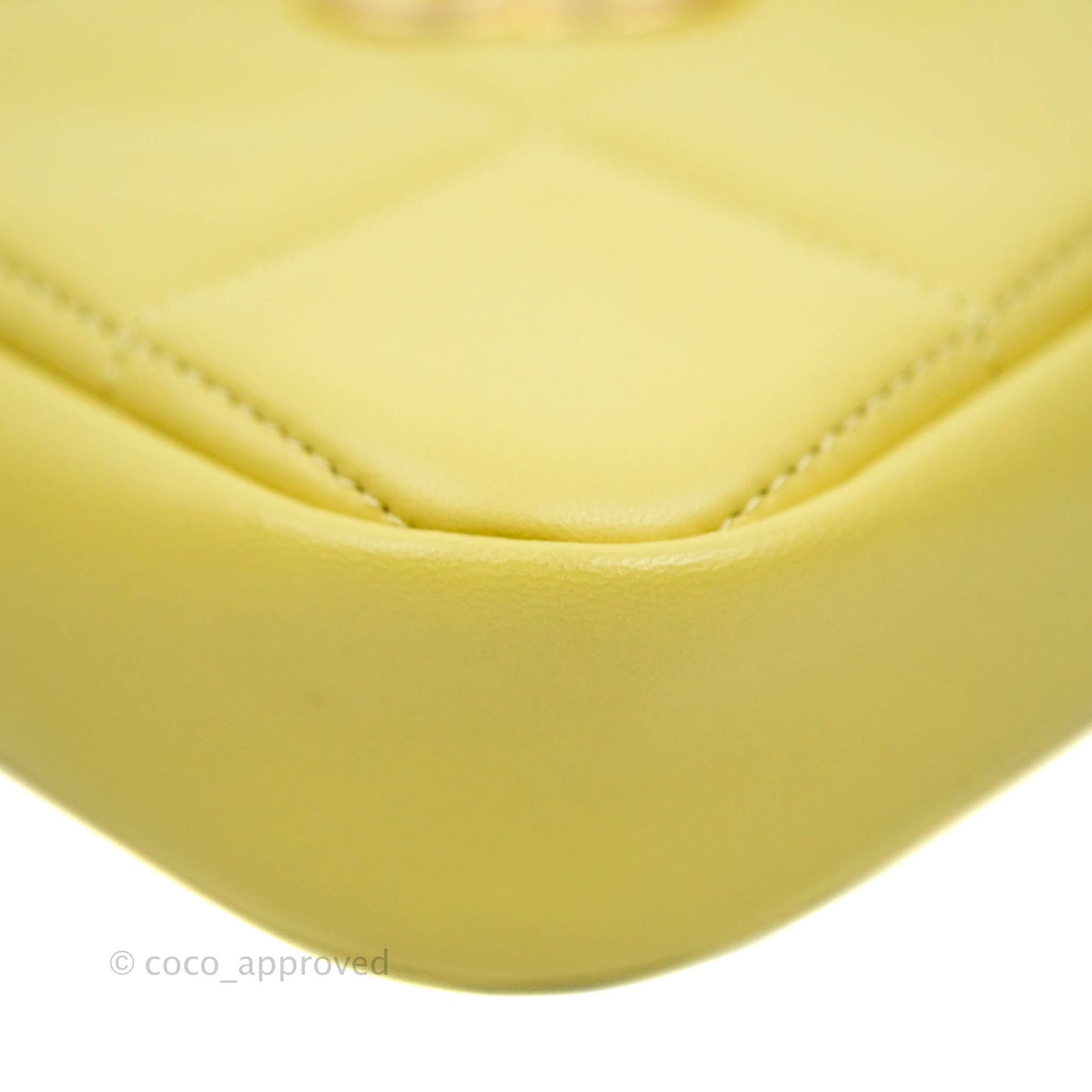 Chanel Quilted Diamond Cut Small Lambskin Yellow Gold Hardware Flap Bag