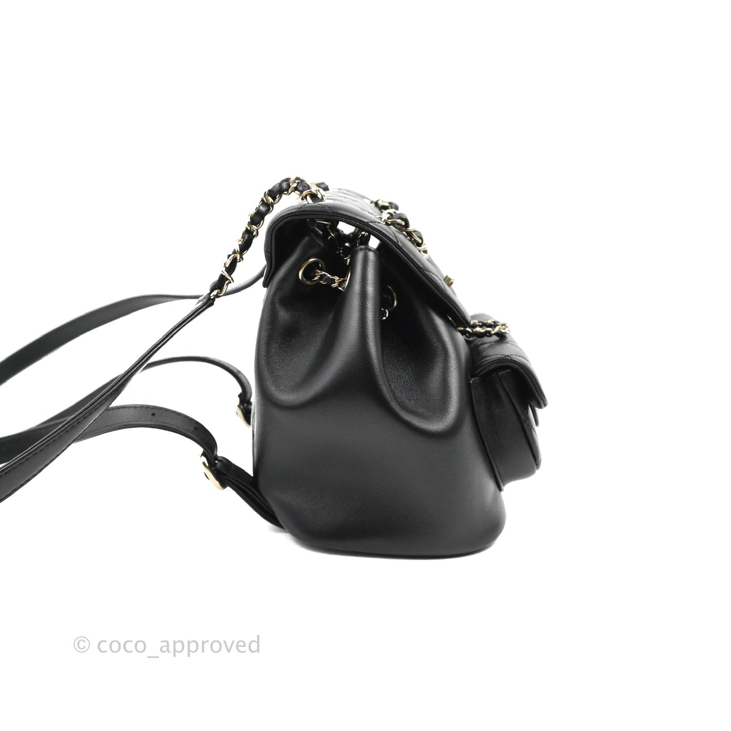 Chanel Quilted Small Duma Drawstring Backpack Black Lambskin 22A