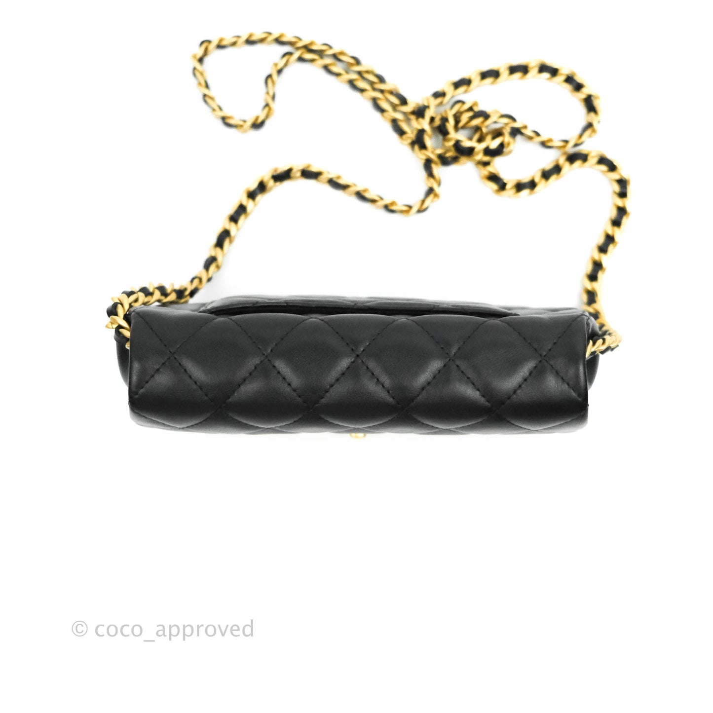 Chanel Clutch with Chain Black Calfskin Aged Gold Hardware