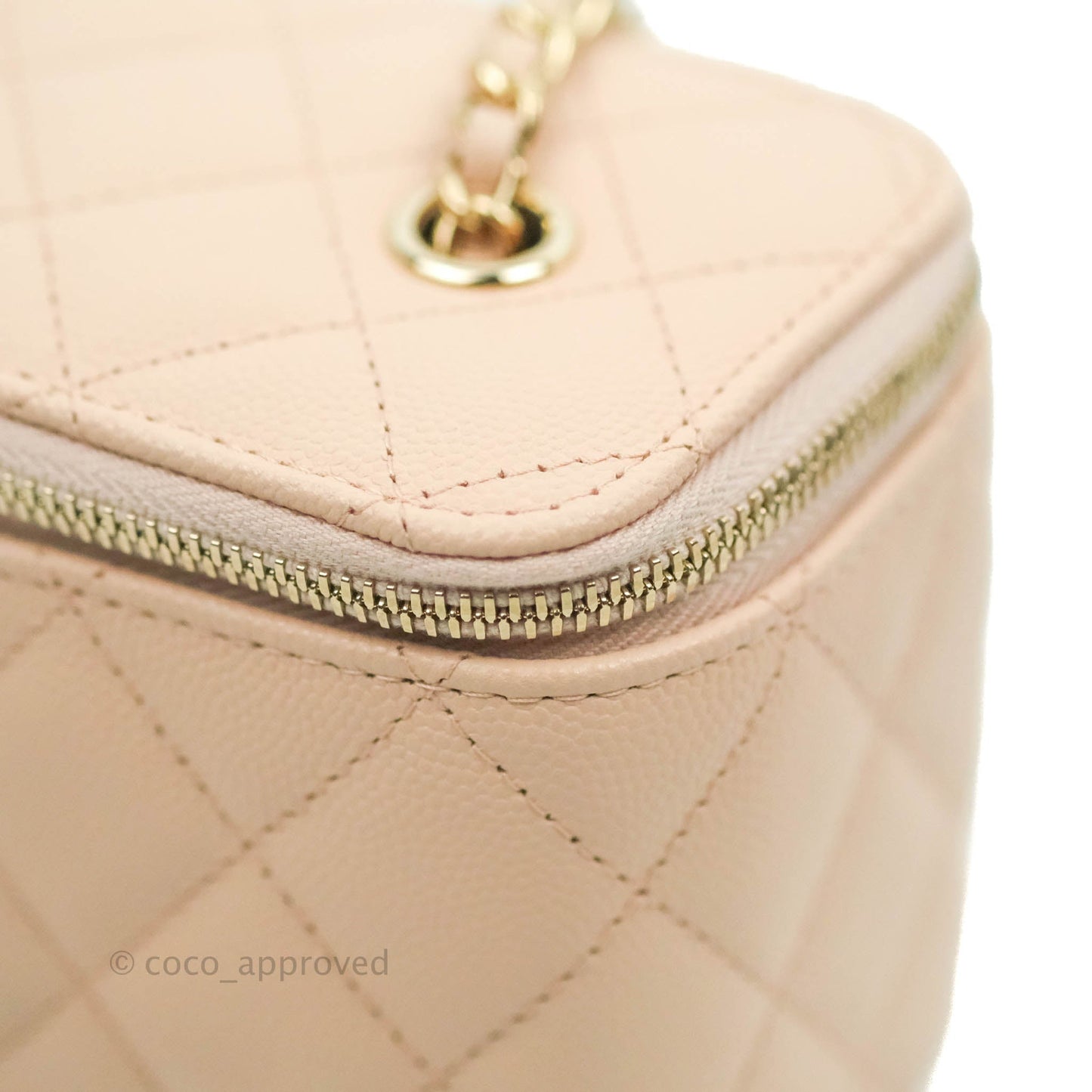 Chanel Vanity with Classic Chain Light Beige Caviar Gold Hardware 22C