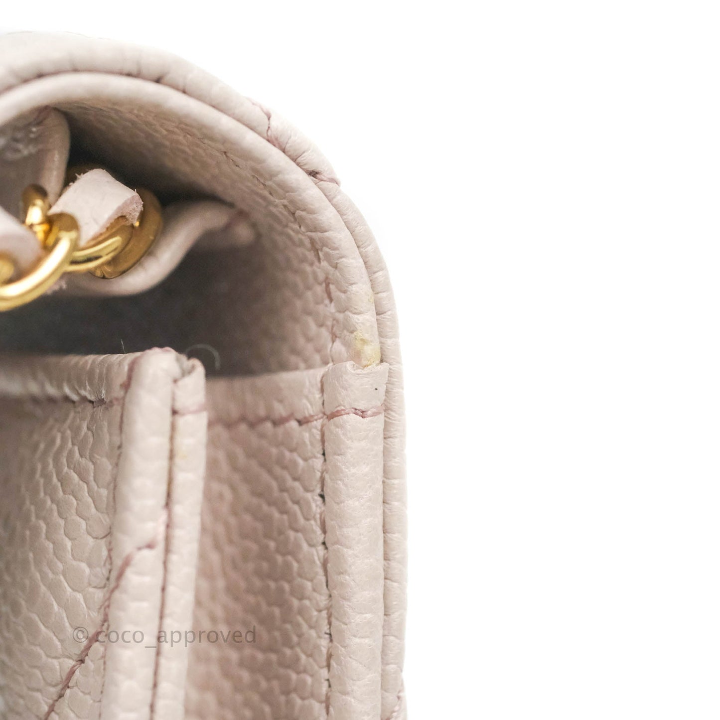 Chanel Miss Coco Clutch With Chain Quilted Lilac Pink Caviar Gold Hardware