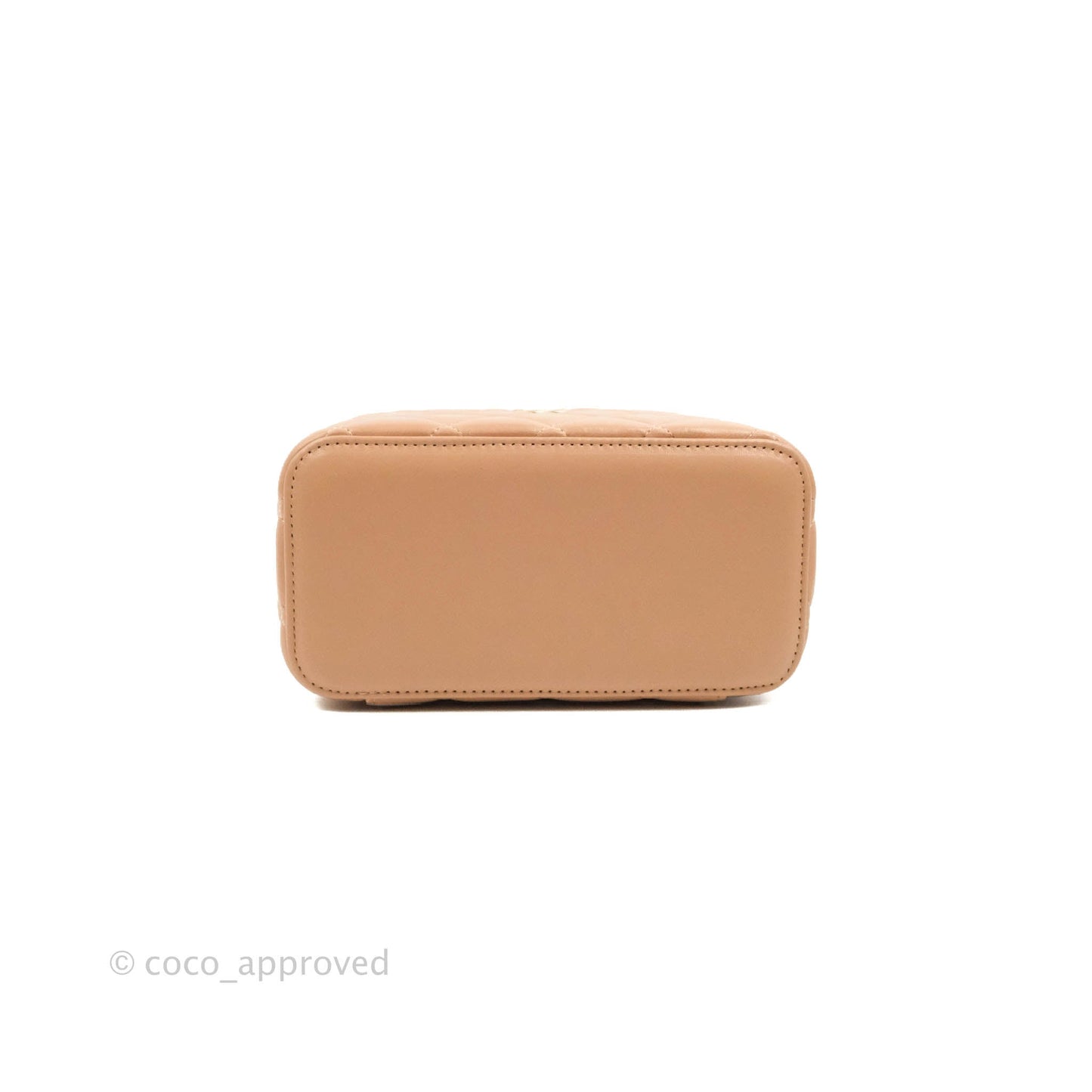 Chanel Vanity Rectangular Top Handle Beige Lambskin Gold Hardware