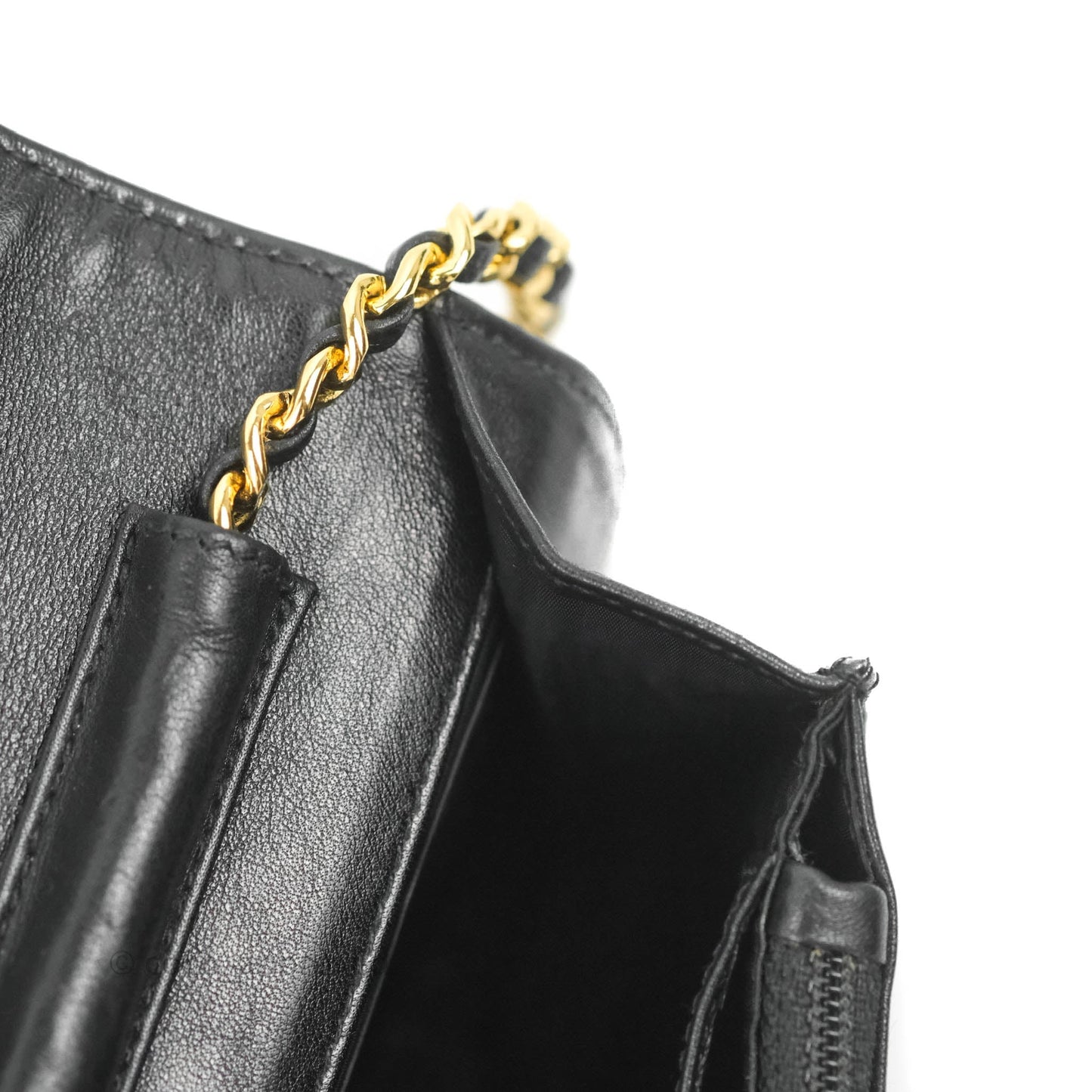 Chanel Vintage CC Wallet on Chain WOC Black Caviar Gold Hardware
