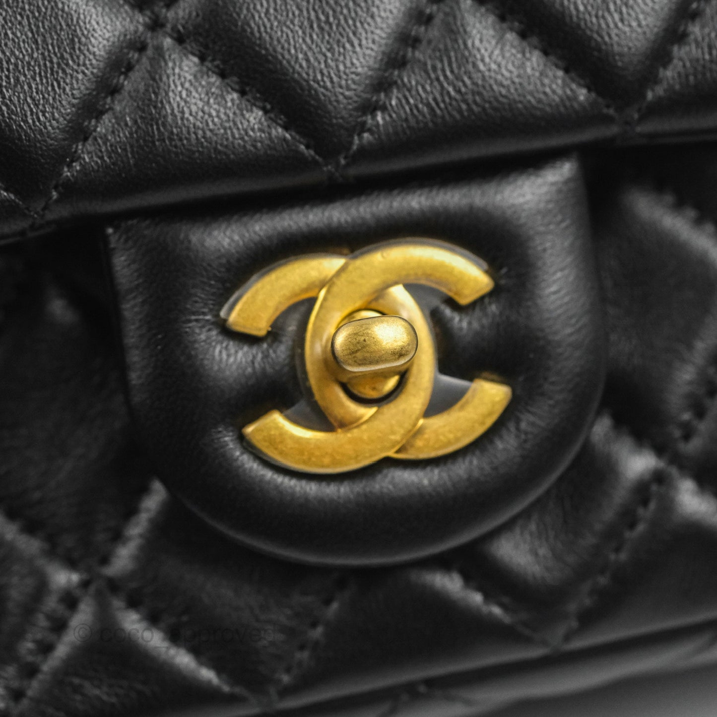 Chanel Mini Rectangular Pearl Crush Quilted Black Lambskin Aged Gold Hardware