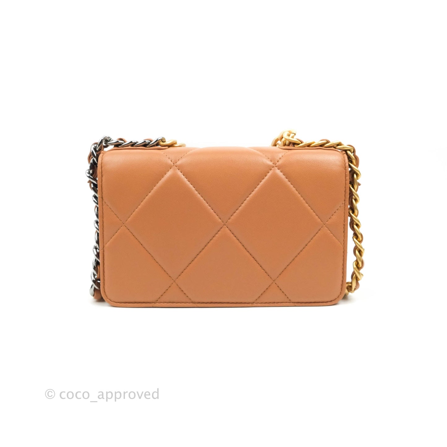 Chanel 19 Wallet on Chain WOC Dark Beige Caramel Lambskin Mixed Hardware 21K