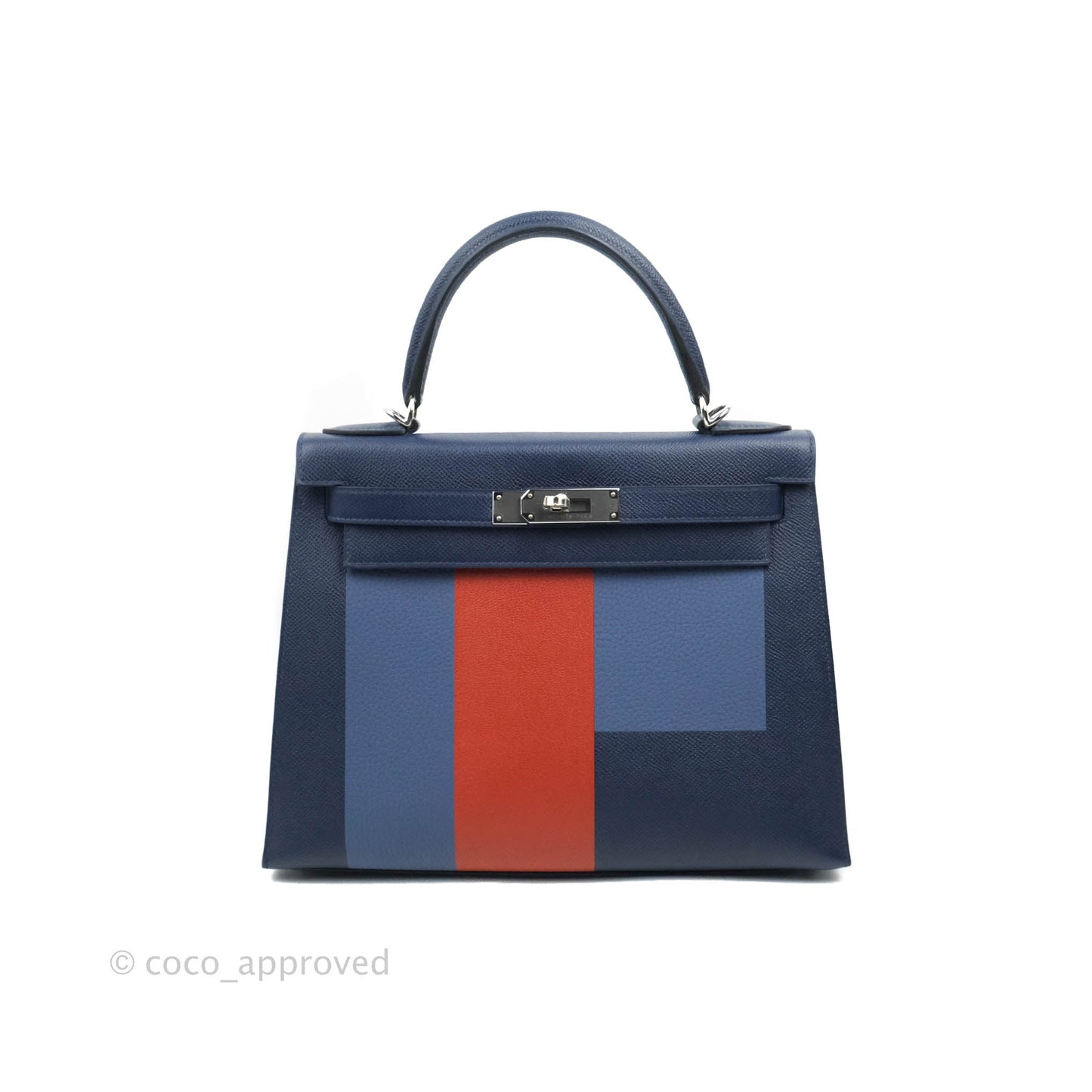 Hermès Kelly 28 Blue Epsom Palladium Hardware "Letter" Collection Limited Edition