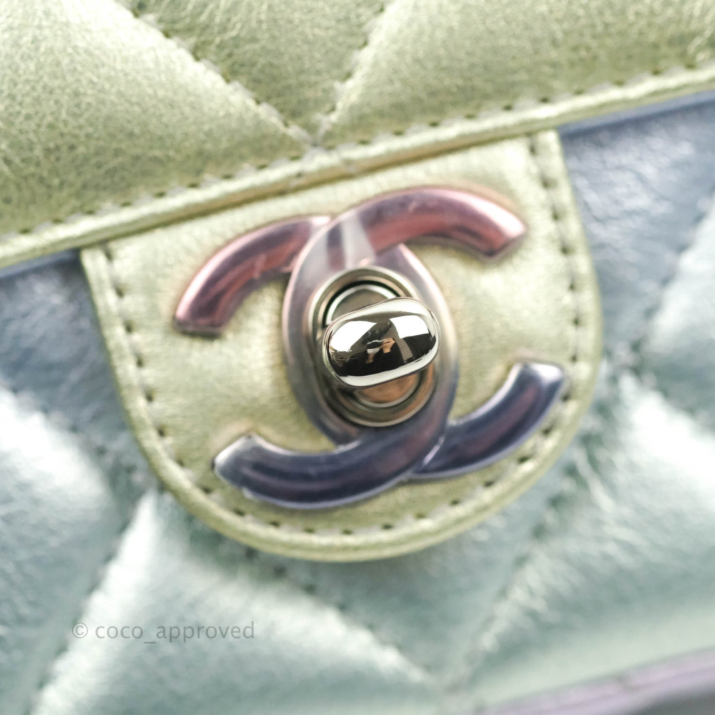 Chanel Wristlet Clutch Iridescent Rainbow Calfskin Leather 21K