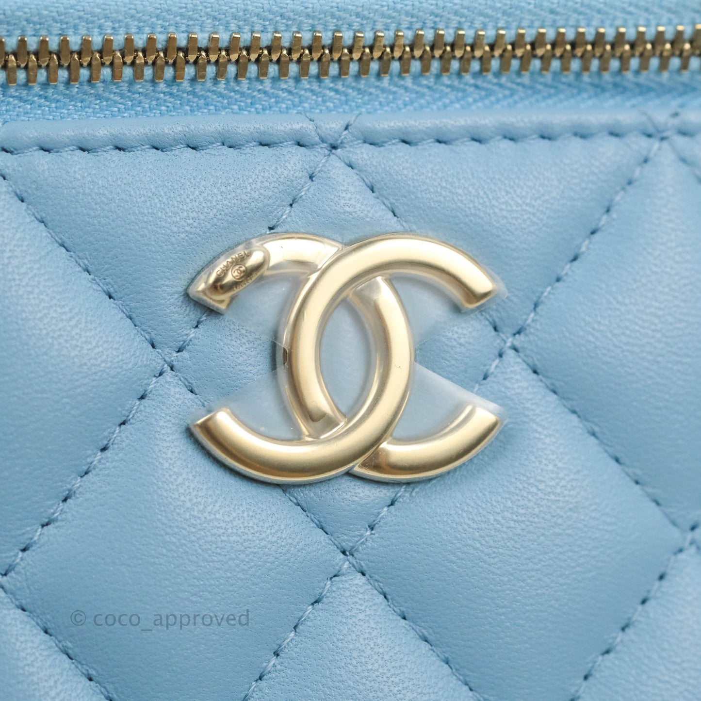 Chanel Mini Vanity Coco Chain Blue Lambskin Gold Hardware