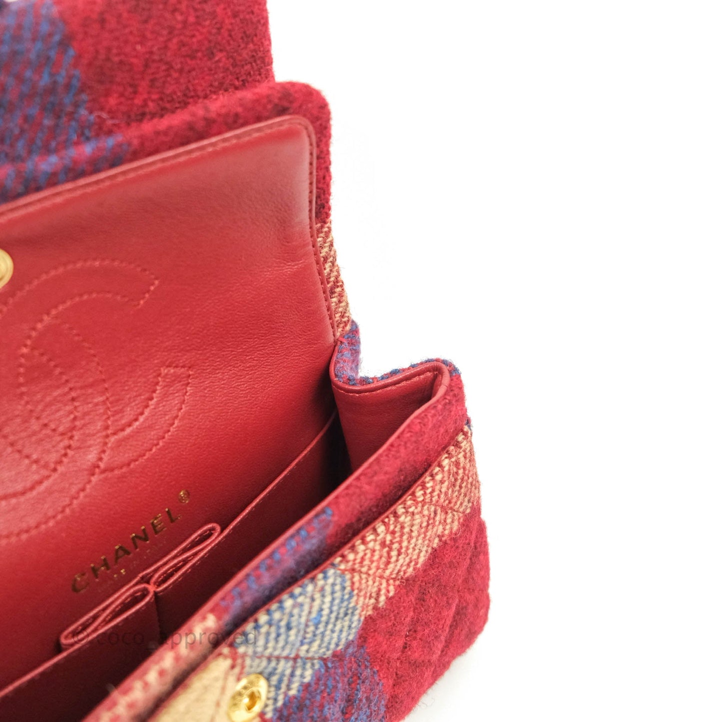 Chanel Mini Reissue 224 Wool Checked Aged Gold Hardware