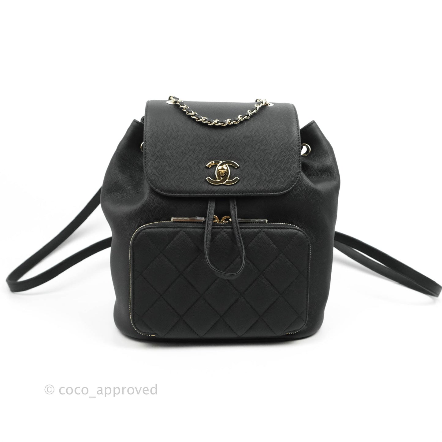 Chanel Quilted Business Affinity Backpack Black Caviar Gold Hardware
