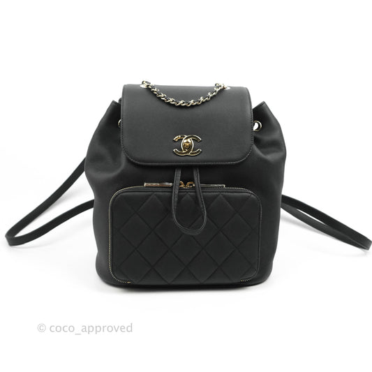 Chanel Quilted Business Affinity Backpack Black Caviar Gold Hardware