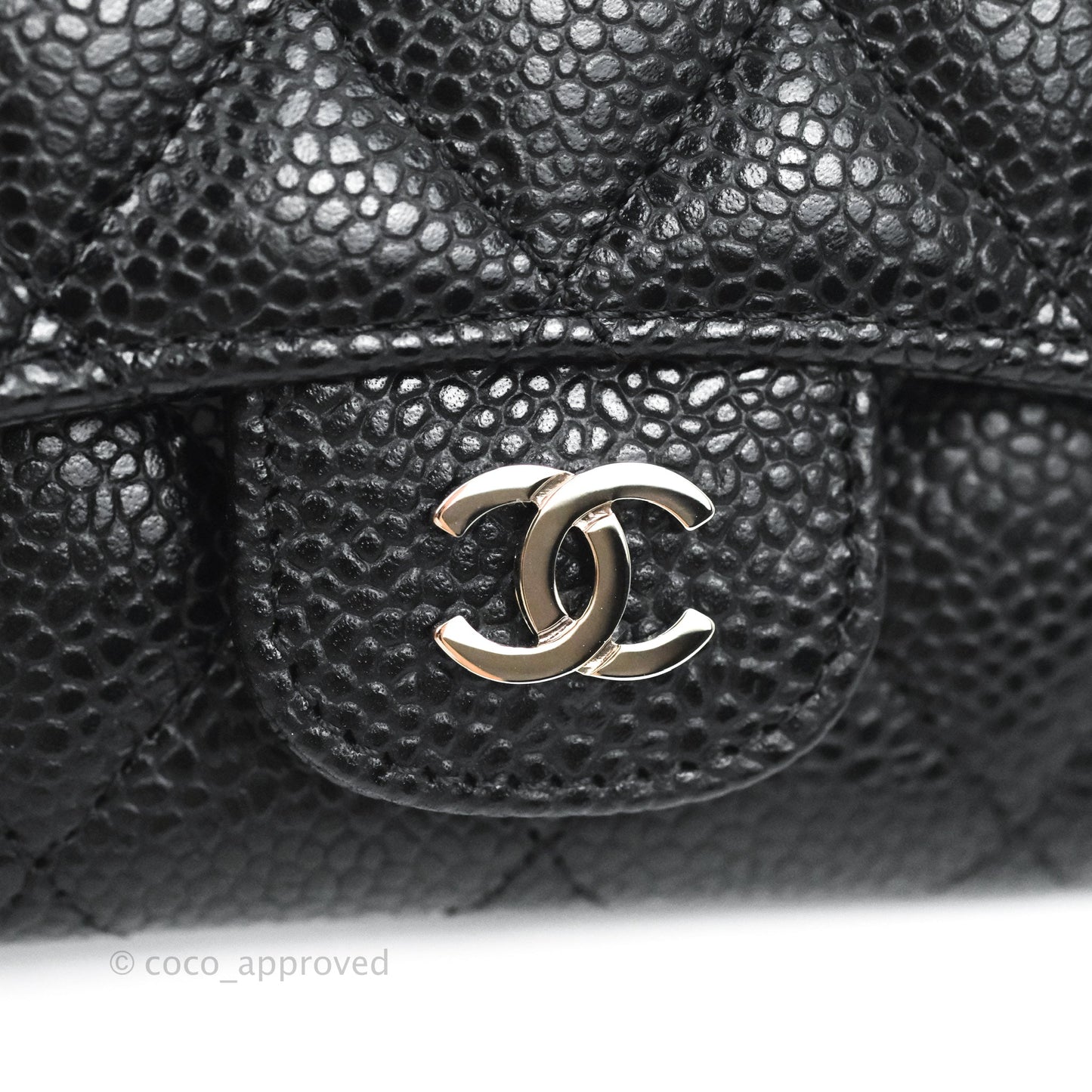 Chanel Quilted Flap Card Holder Black Caviar Silver Hardware
