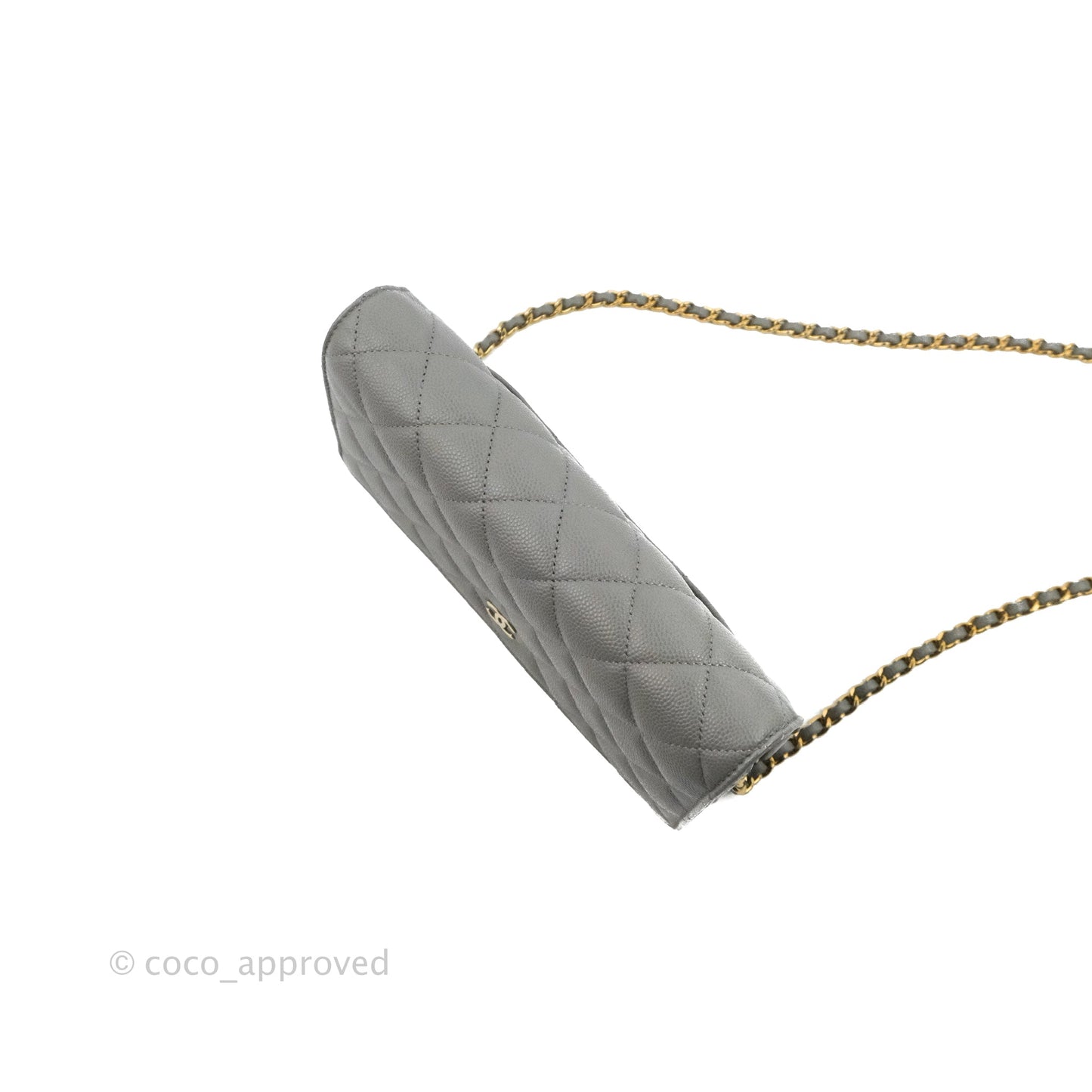 Chanel Quilted Classic Wallet on Chain WOC Grey Caviar Gold Hardware