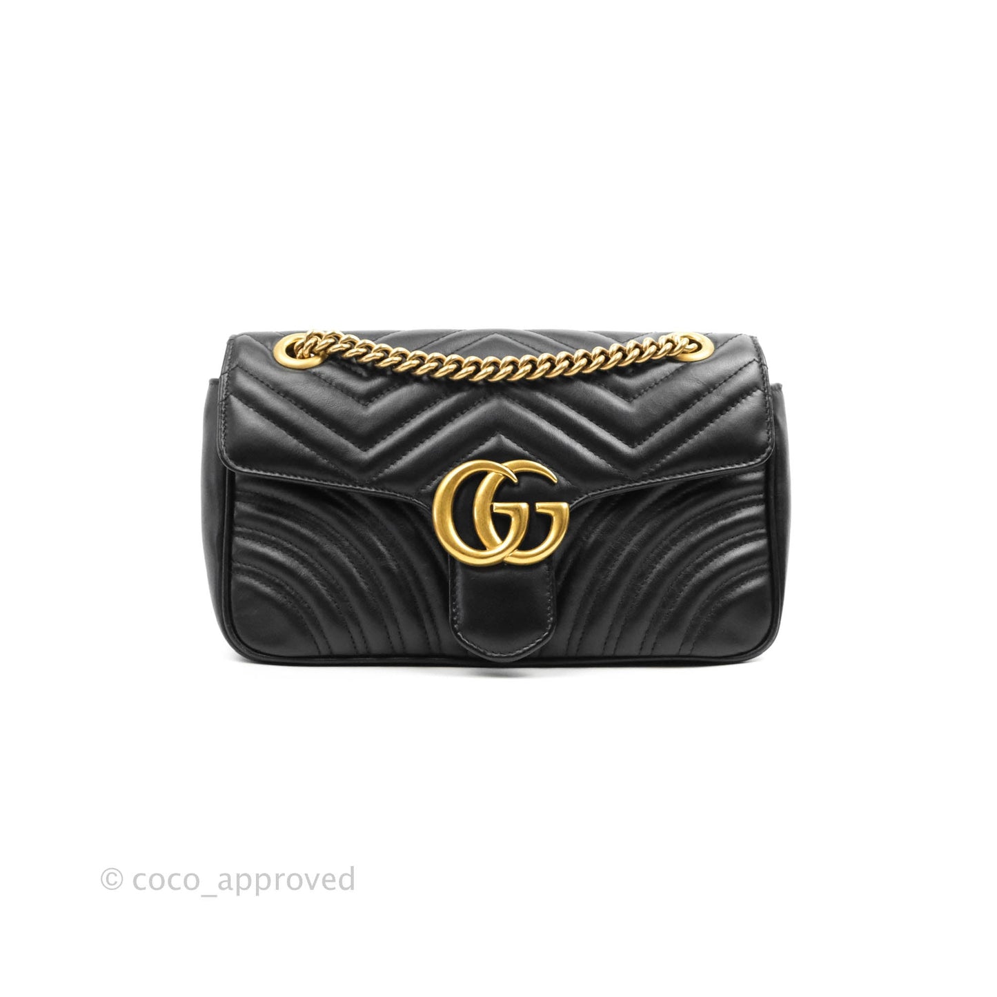 Gucci Small Marmont Black Calfskin Gold Hardware
