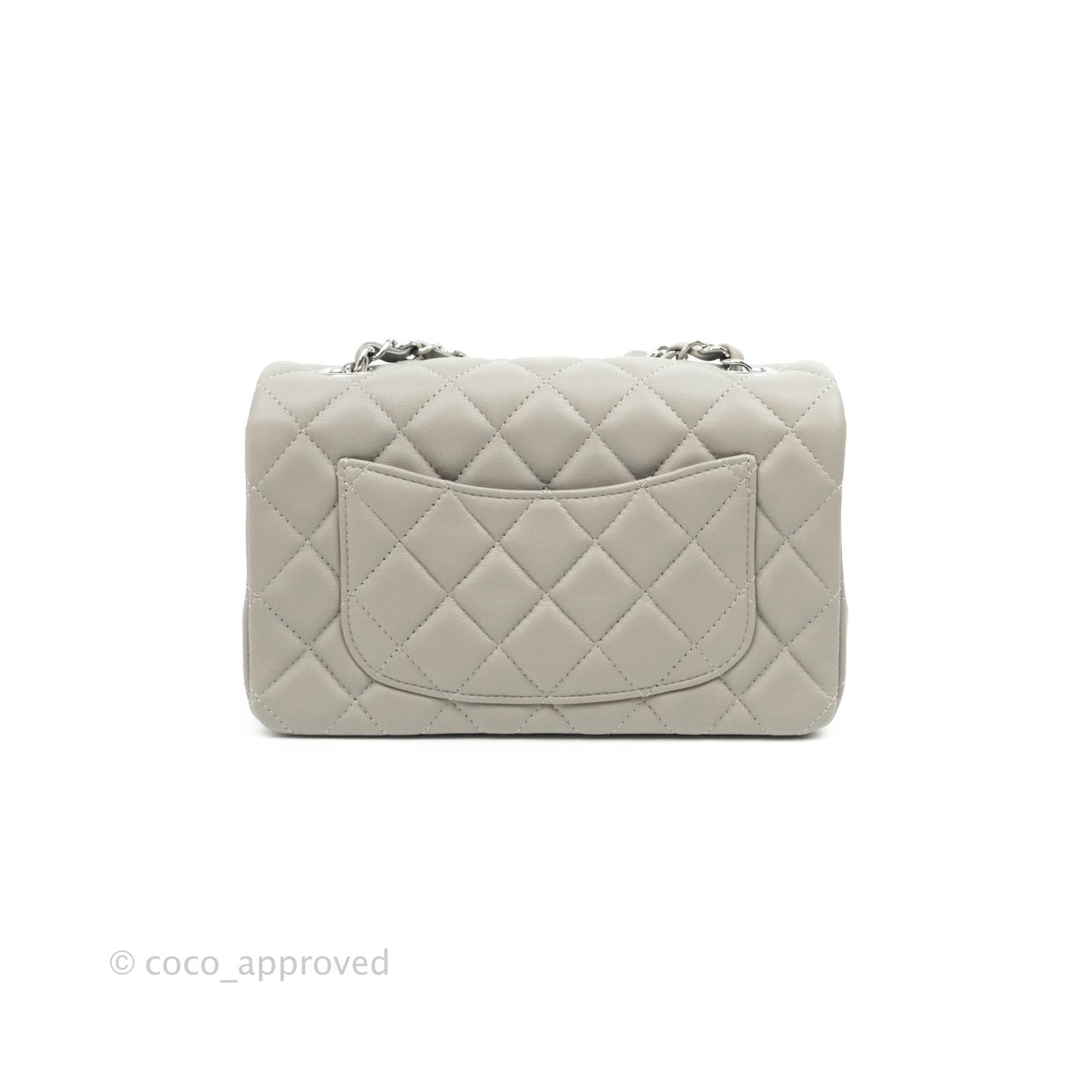 Chanel Quilted Mini Rectangular Grey Lambskin Silver Hardware 19B