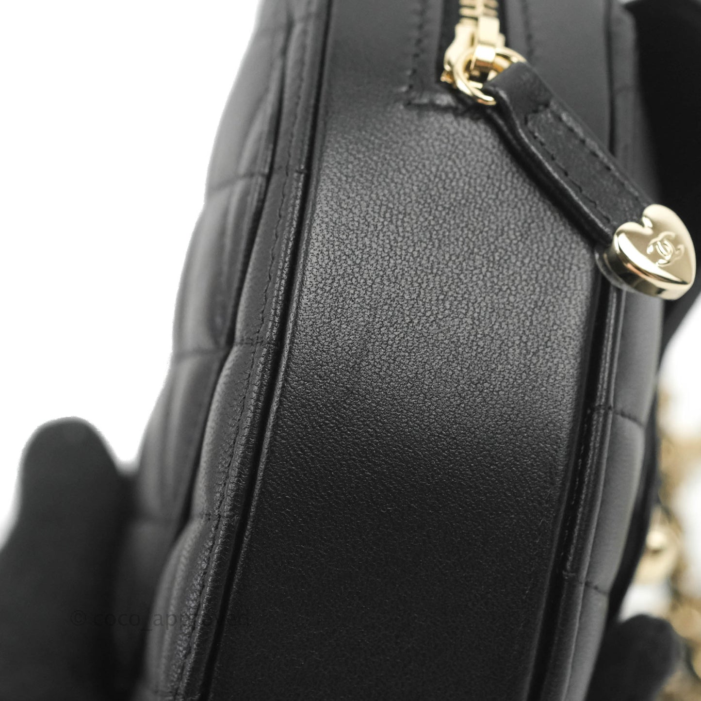 Chanel Small Heart Bag Black Lambskin Gold Hardware 22S