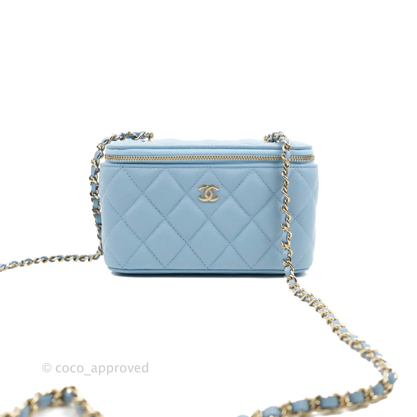 Chanel Vanity with Chain Blue Caviar Gold Hardware 22S