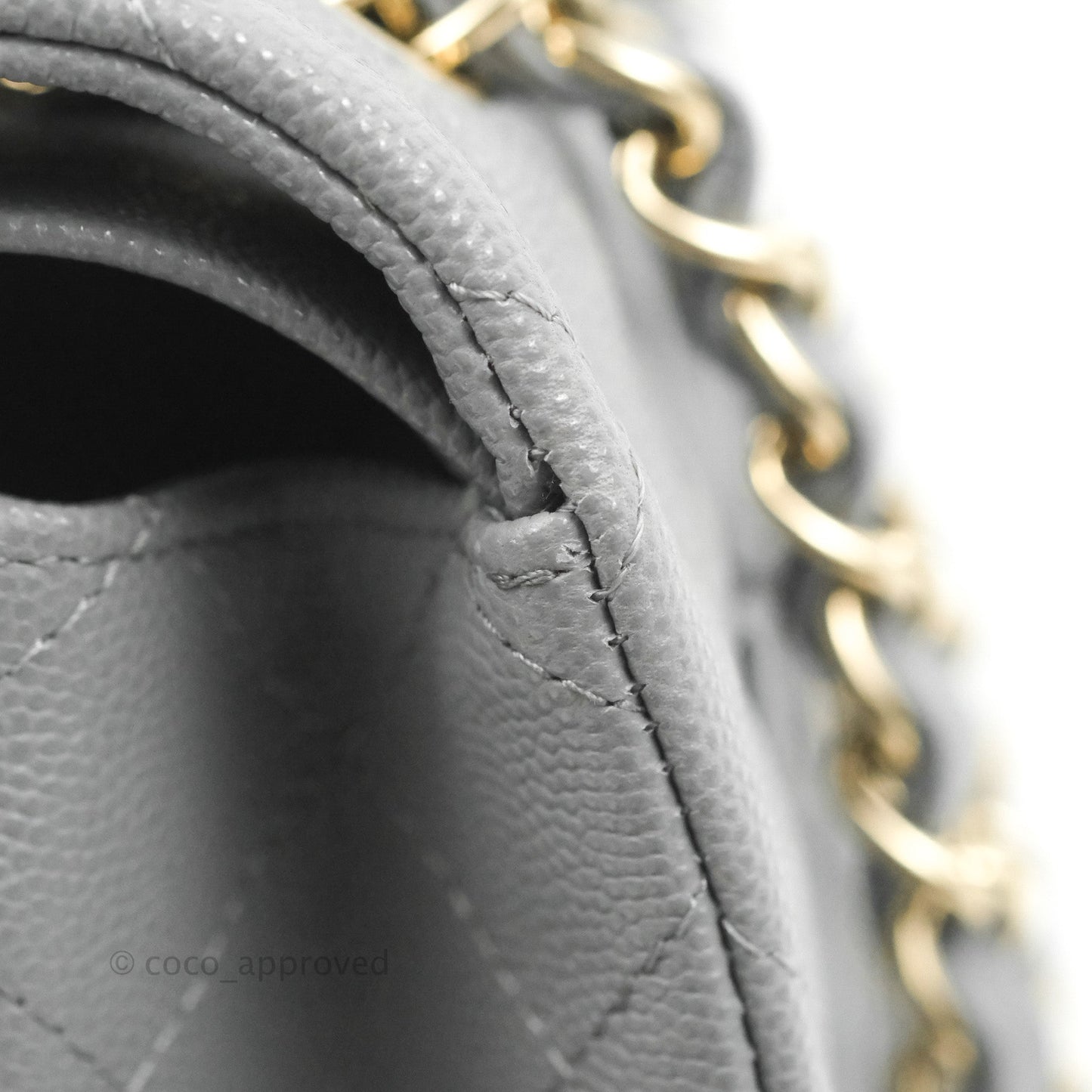 Chanel Small Classic Quilted Flap Grey Caviar Gold Hardware 20C