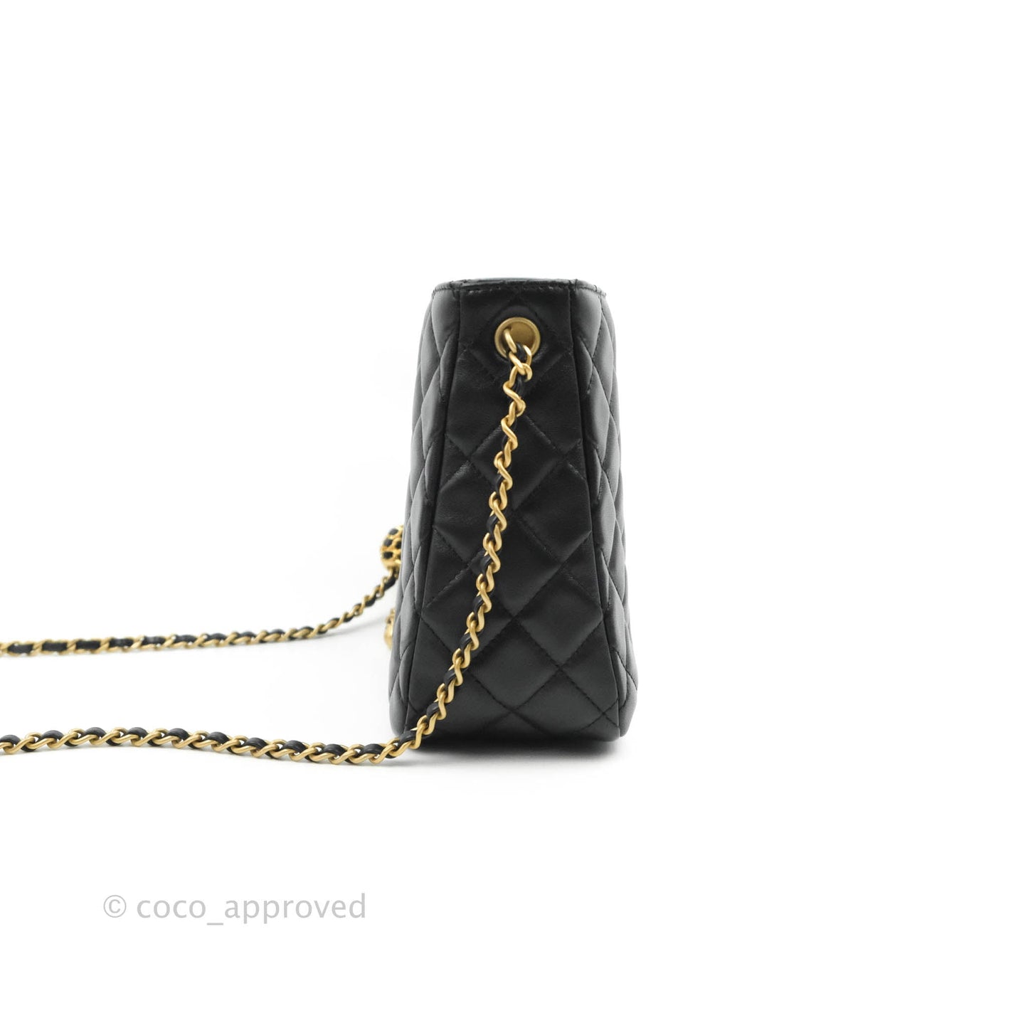 Chanel Black Pearl Crush Hobo Bag Lambskin Aged Gold Hardware