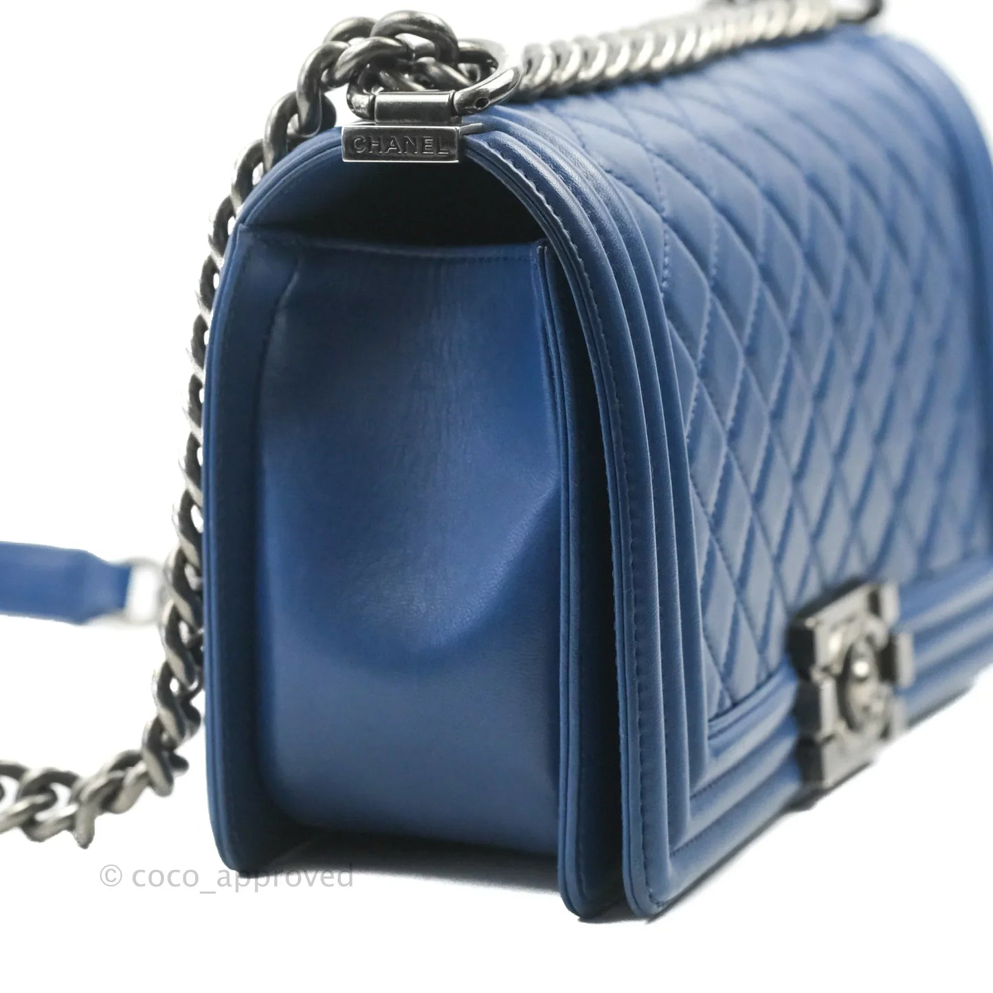 Chanel Quilted Medium Boy Blue Calfskin Ruthenium Hardware