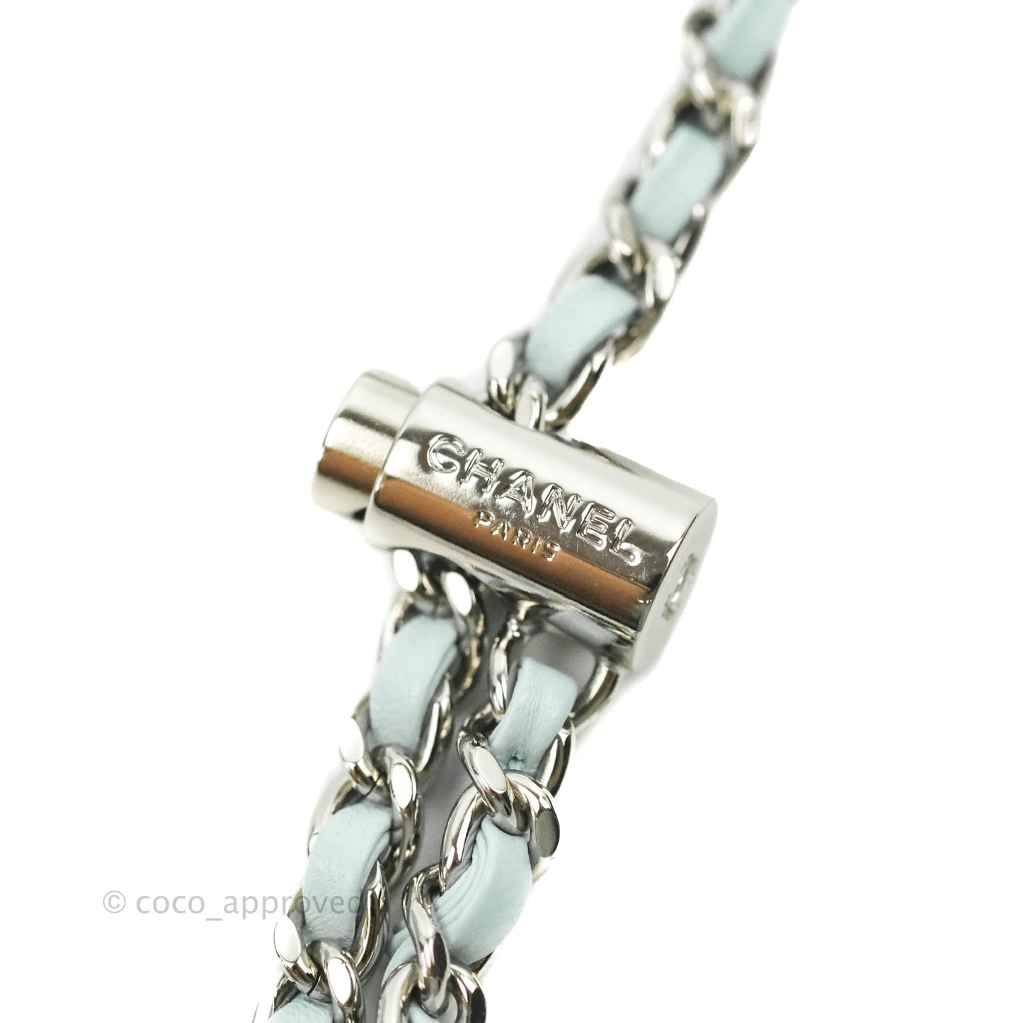 Chanel Quilted My Perfect Mini With Pearl Blue Lambskin Silver Hardware