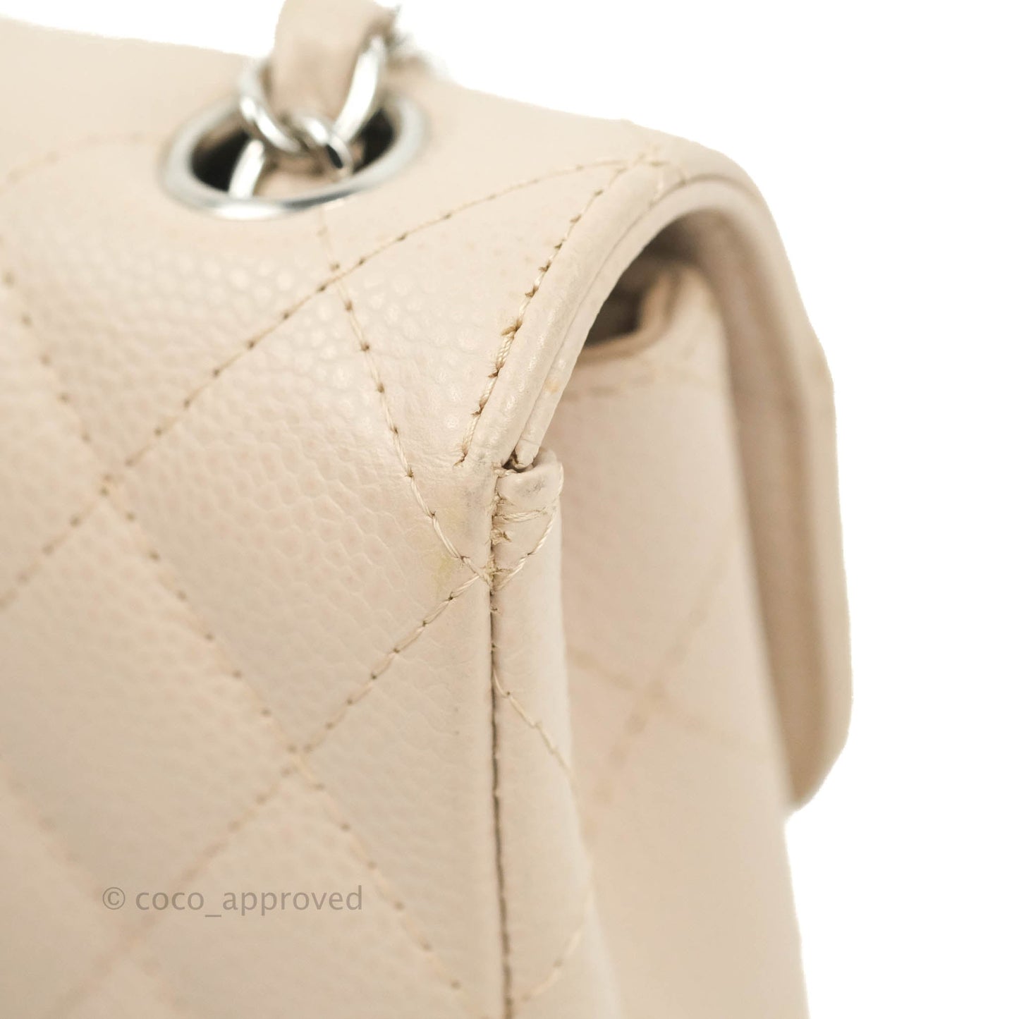Chanel Quilted East West Flap Pale Pink Caviar Silver Hardware